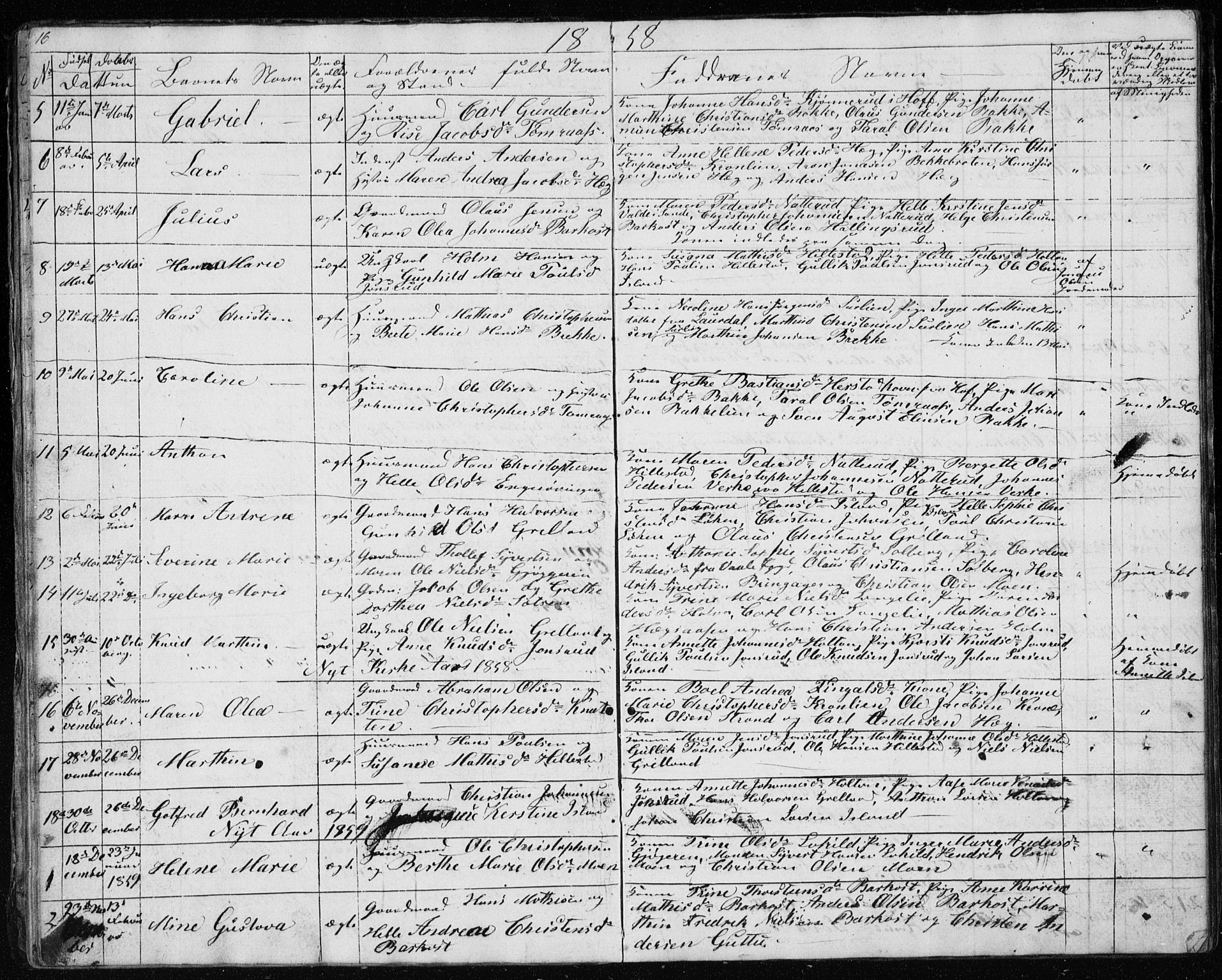 Botne kirkebøker, SAKO/A-340/G/Gb/L0001: Parish register (copy) no. II 1, 1848-1860, p. 16