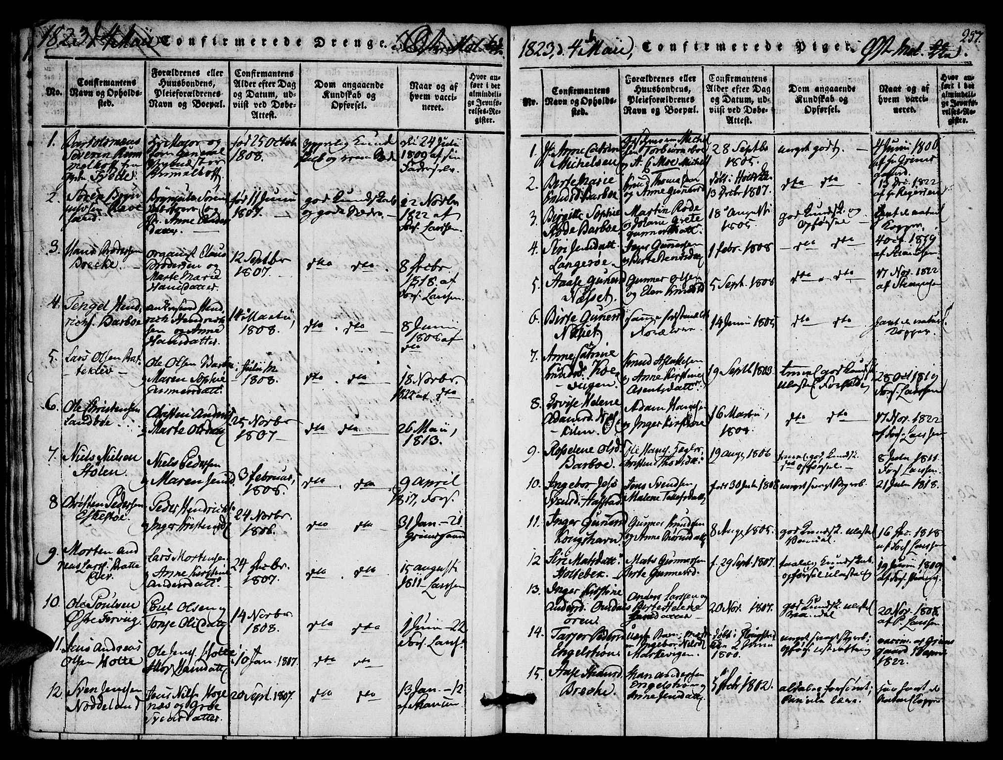 Austre Moland sokneprestkontor, SAK/1111-0001/F/Fa/Faa/L0004: Parish register (official) no. A 4, 1816-1824, p. 257
