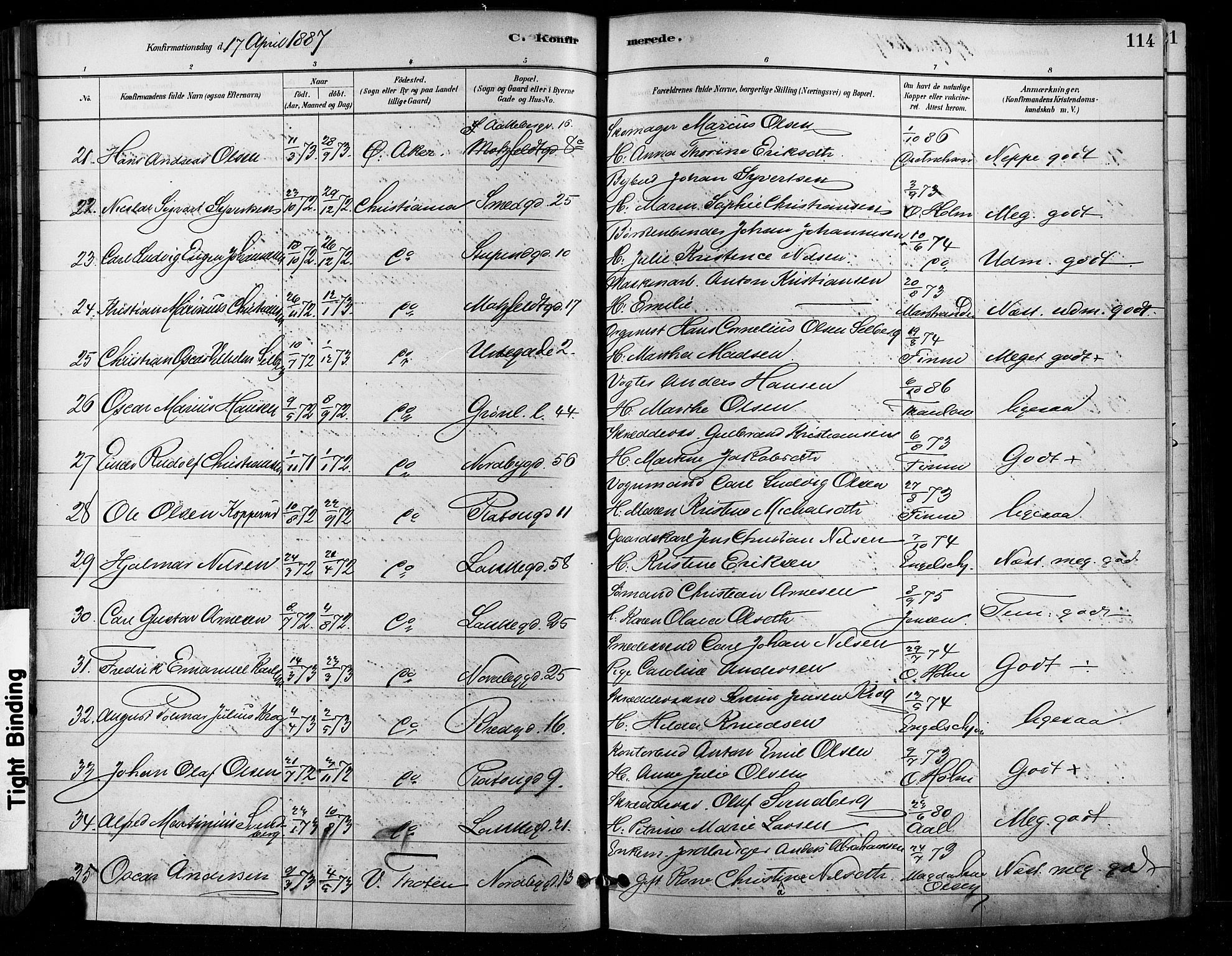 Grønland prestekontor Kirkebøker, AV/SAO-A-10848/F/Fa/L0008: Parish register (official) no. 8, 1881-1893, p. 114