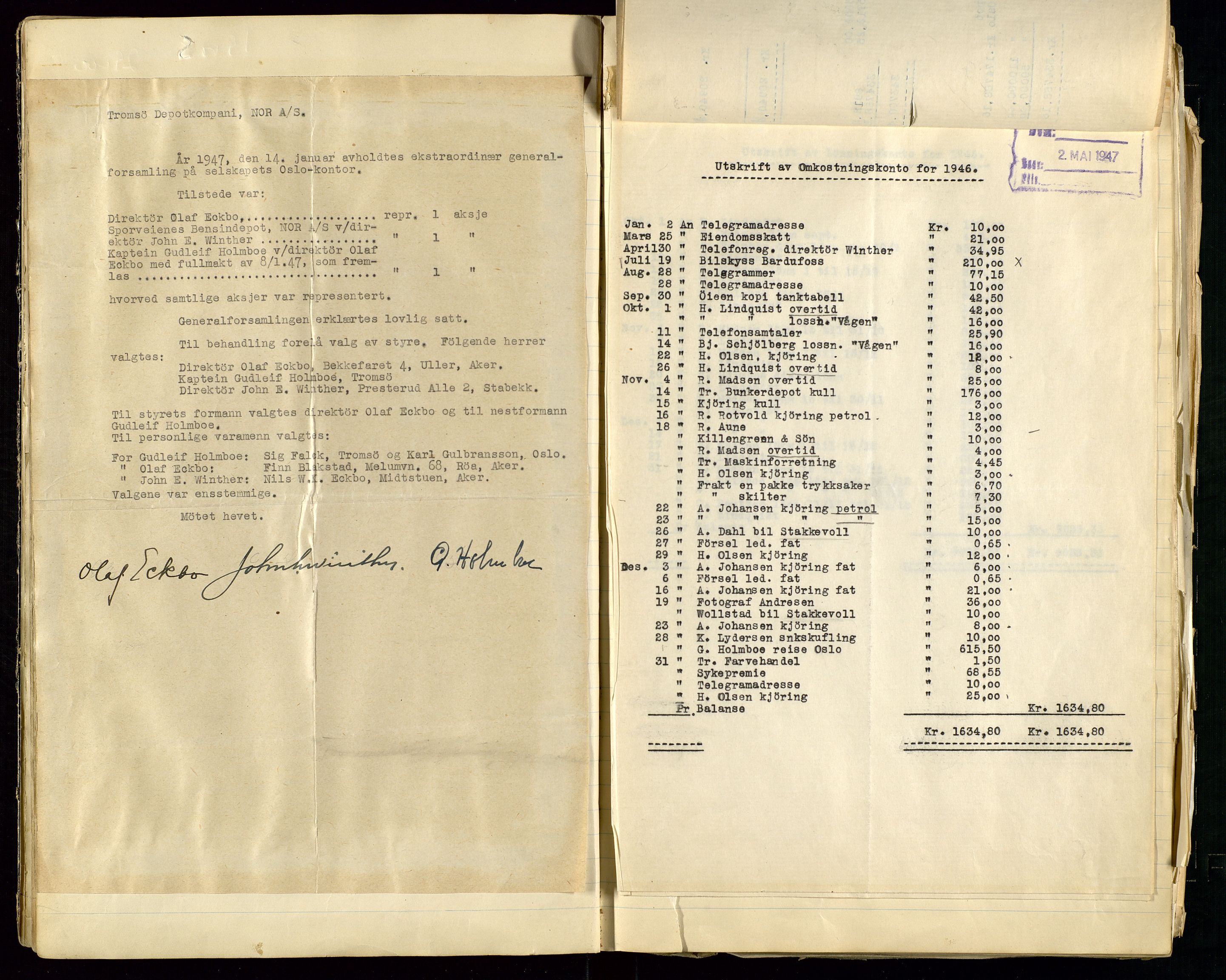 Pa 1518 - Tromsø Depotkompani NOR A/S, AV/SAST-A-101923/A/L0001: Styreprotokoll, 1939-1959, p. 17