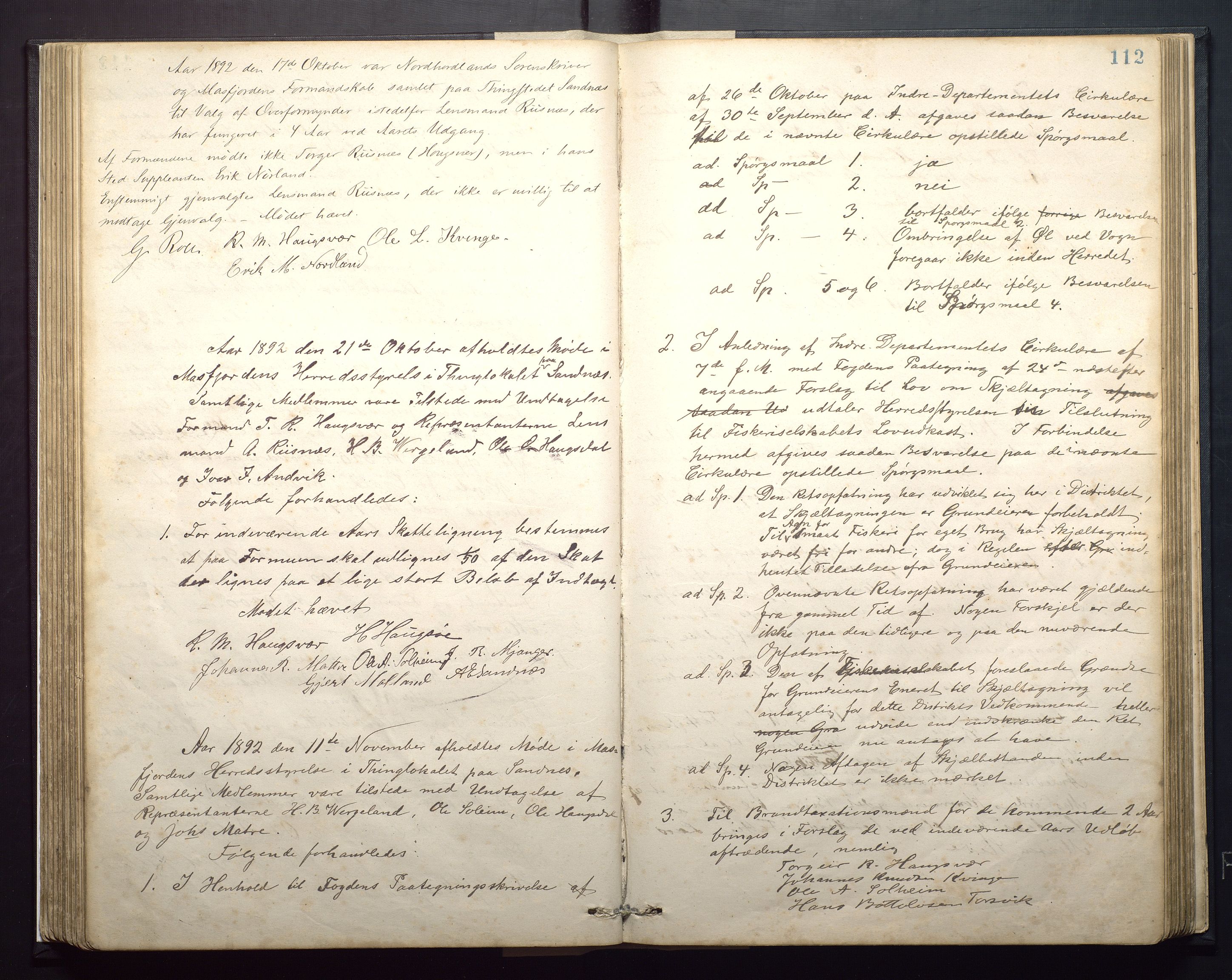 Masfjorden kommune. Formannskapet, IKAH/1266-021/A/Aa/L0001: Møtebok for formannskap og heradstyre, 1879-1904, p. 112