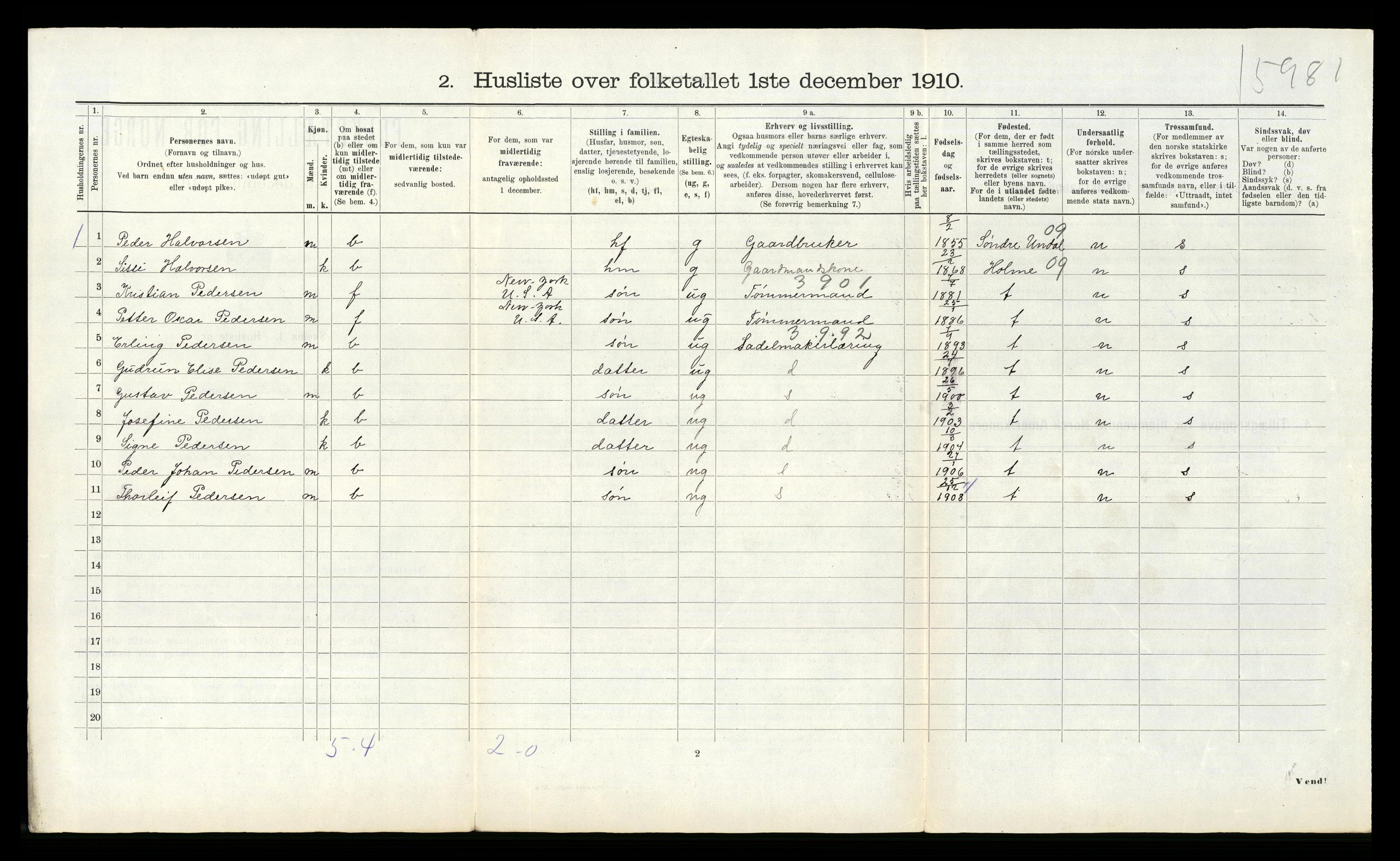 RA, 1910 census for Halse og Harkmark, 1910, p. 349