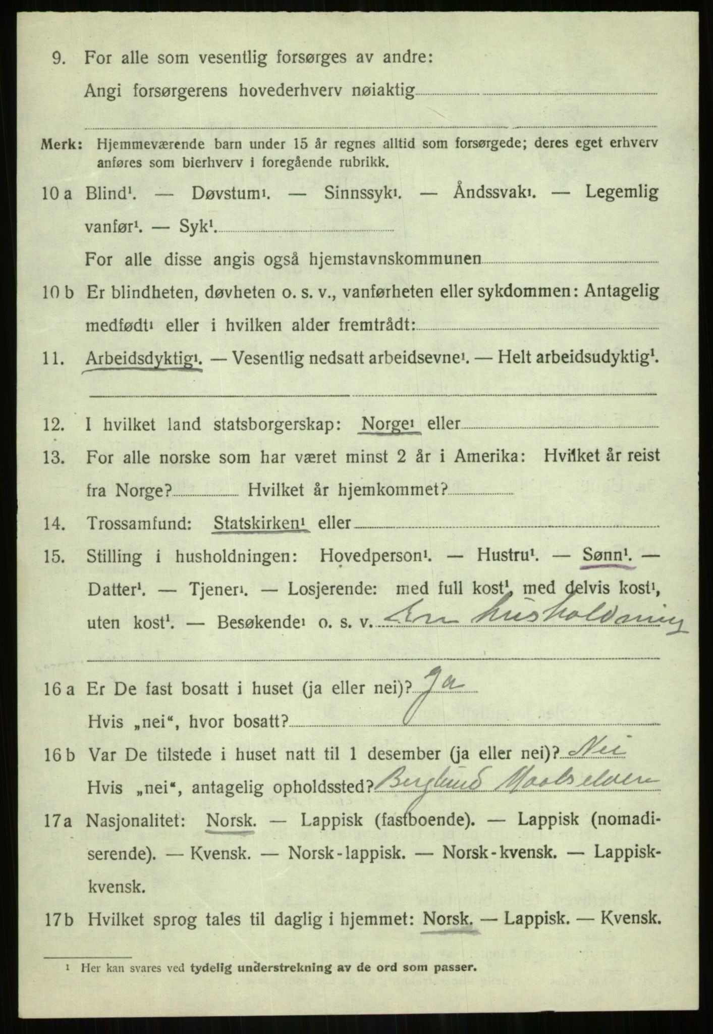 SATØ, 1920 census for Bardu, 1920, p. 1150