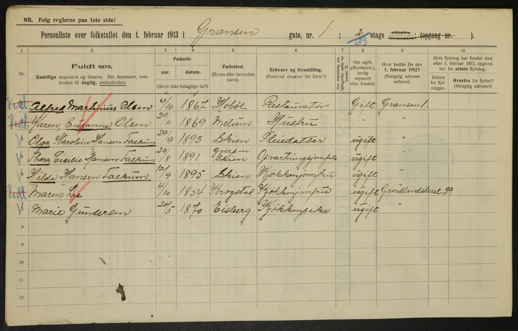 OBA, Municipal Census 1913 for Kristiania, 1913, p. 29779