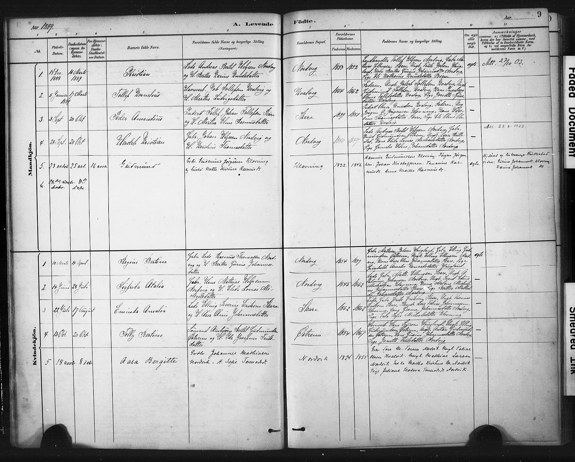 Torvastad sokneprestkontor, AV/SAST-A -101857/H/Ha/Haa/L0016: Parish register (official) no. A 15, 1883-1903, p. 9