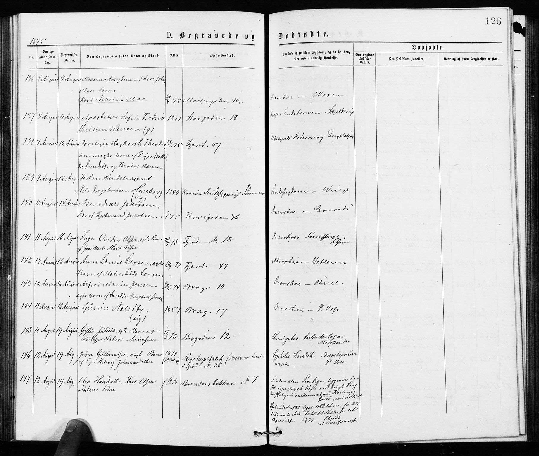 Jakob prestekontor Kirkebøker, AV/SAO-A-10850/F/Fa/L0002: Parish register (official) no. 2, 1875-1879, p. 126