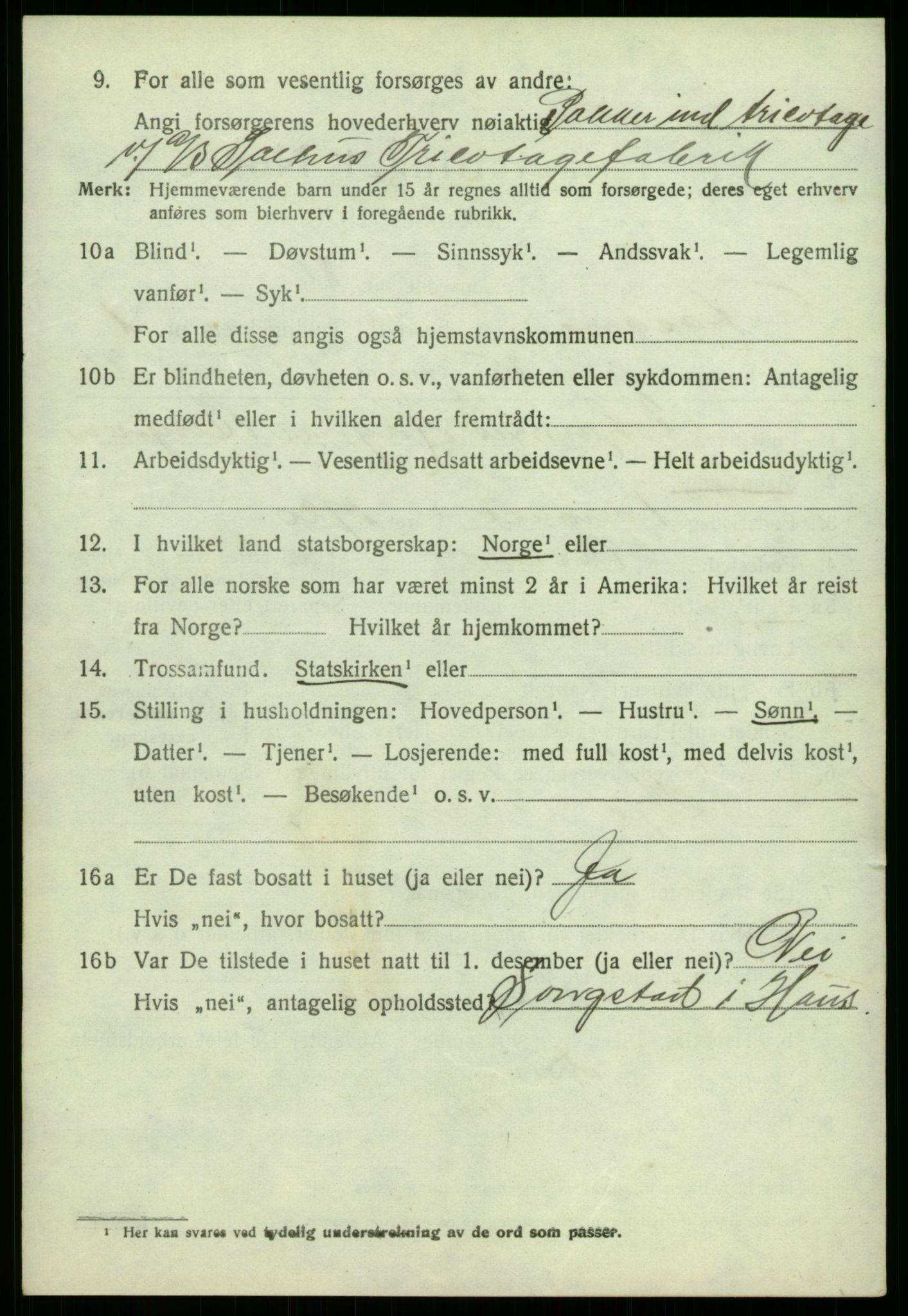 SAB, 1920 census for Åsane, 1920, p. 1194