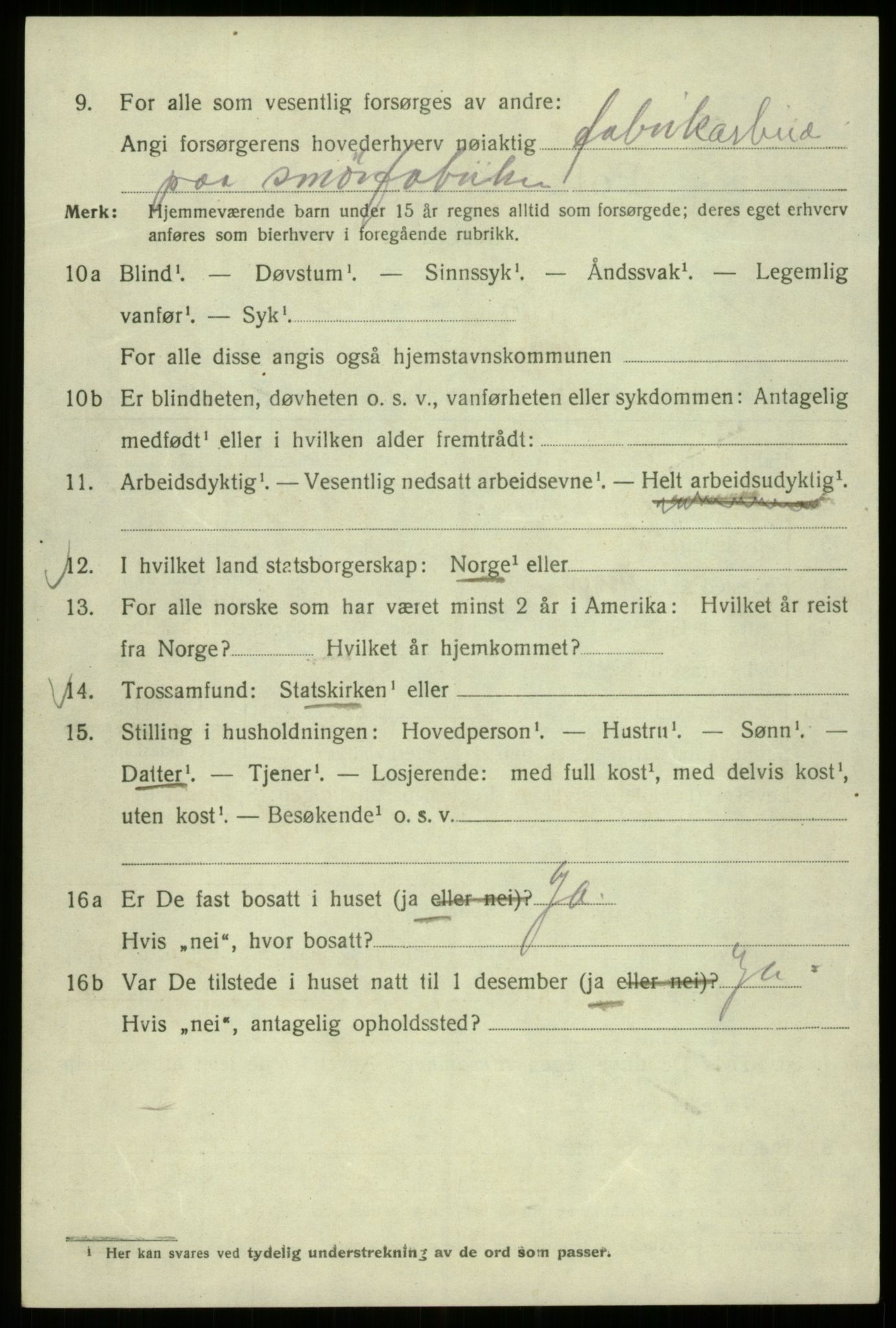 SAB, 1920 census for Bergen, 1920, p. 104401