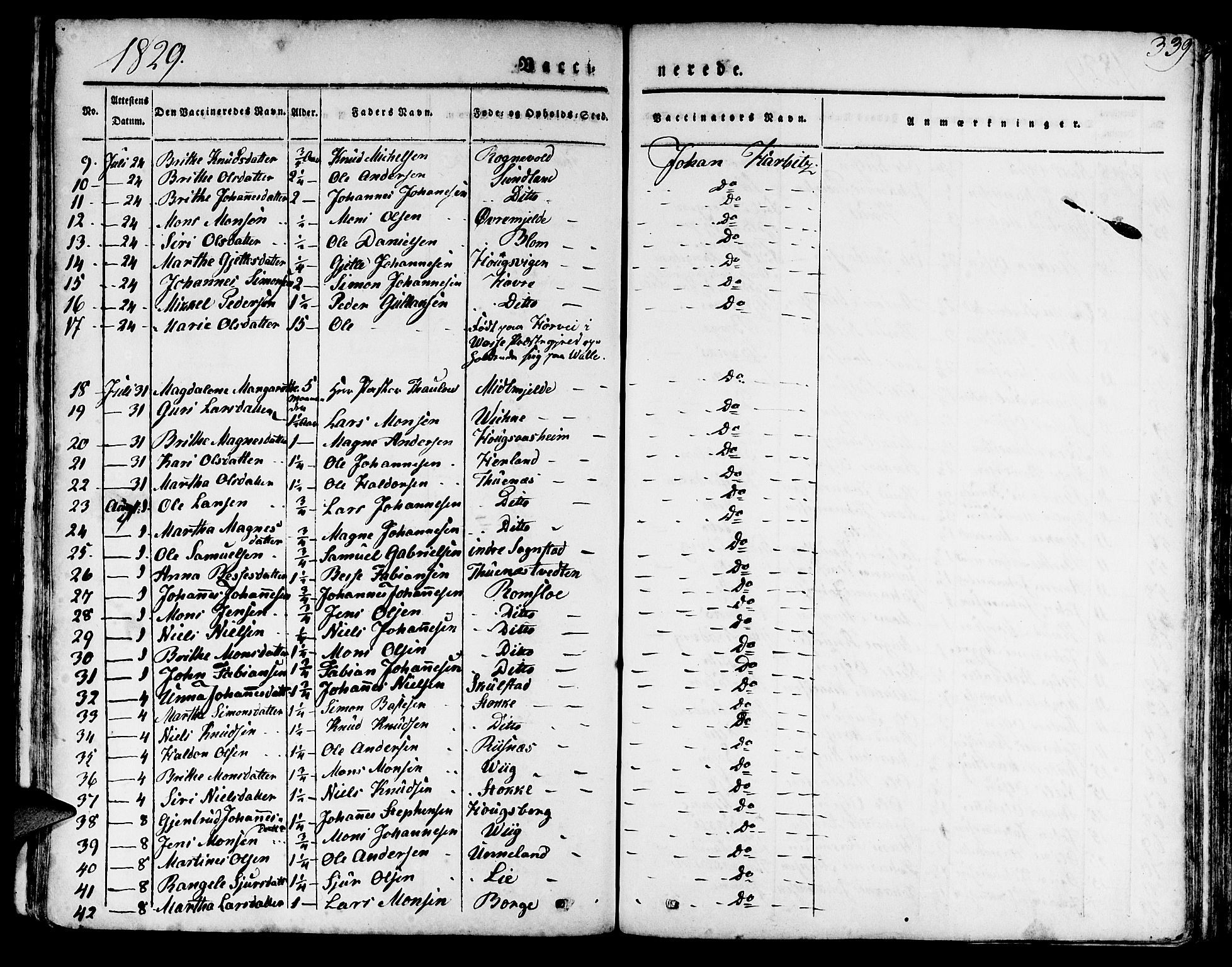 Haus sokneprestembete, AV/SAB-A-75601/H/Haa: Parish register (official) no. A 14, 1827-1838, p. 339