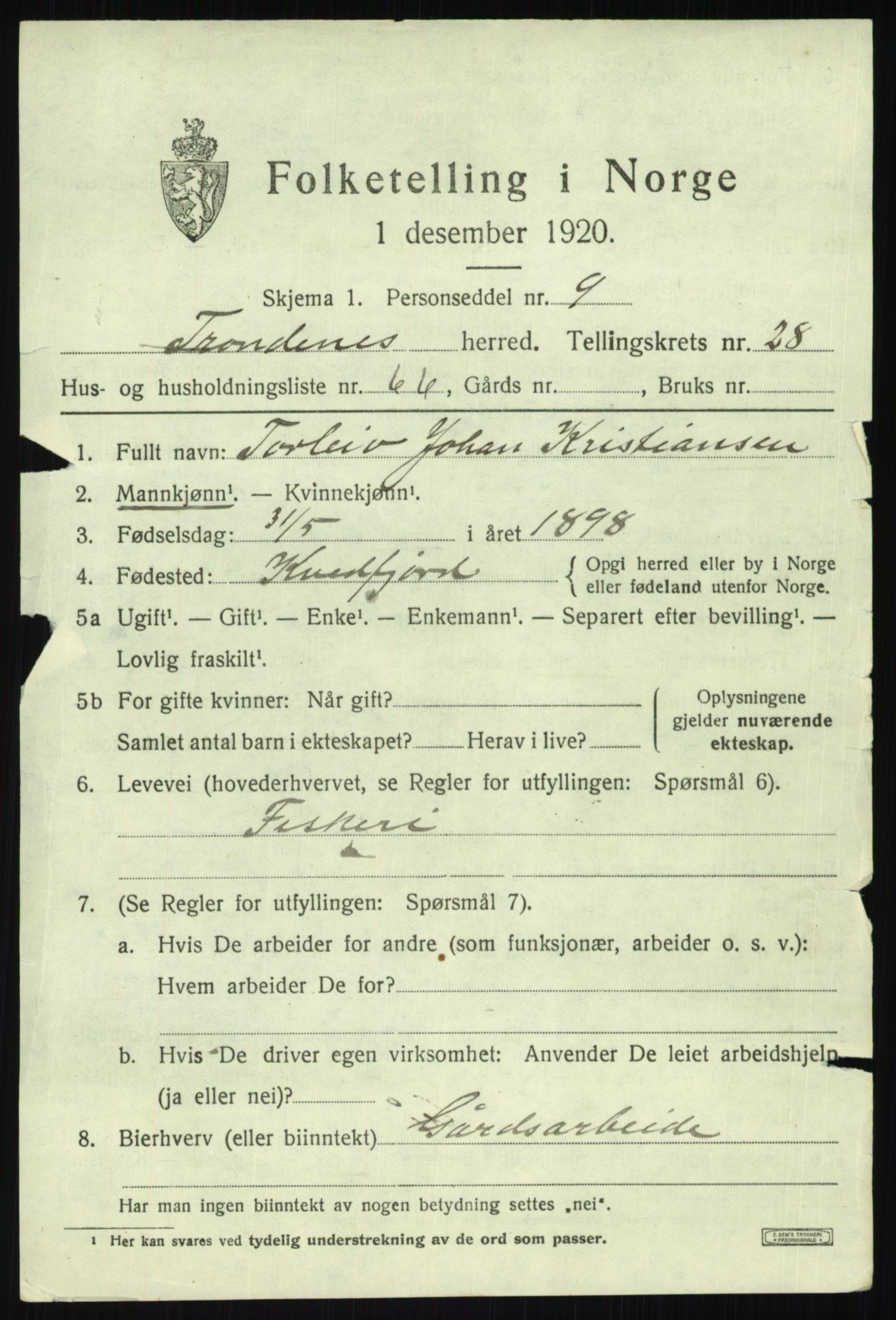 SATØ, 1920 census for Trondenes, 1920, p. 20801