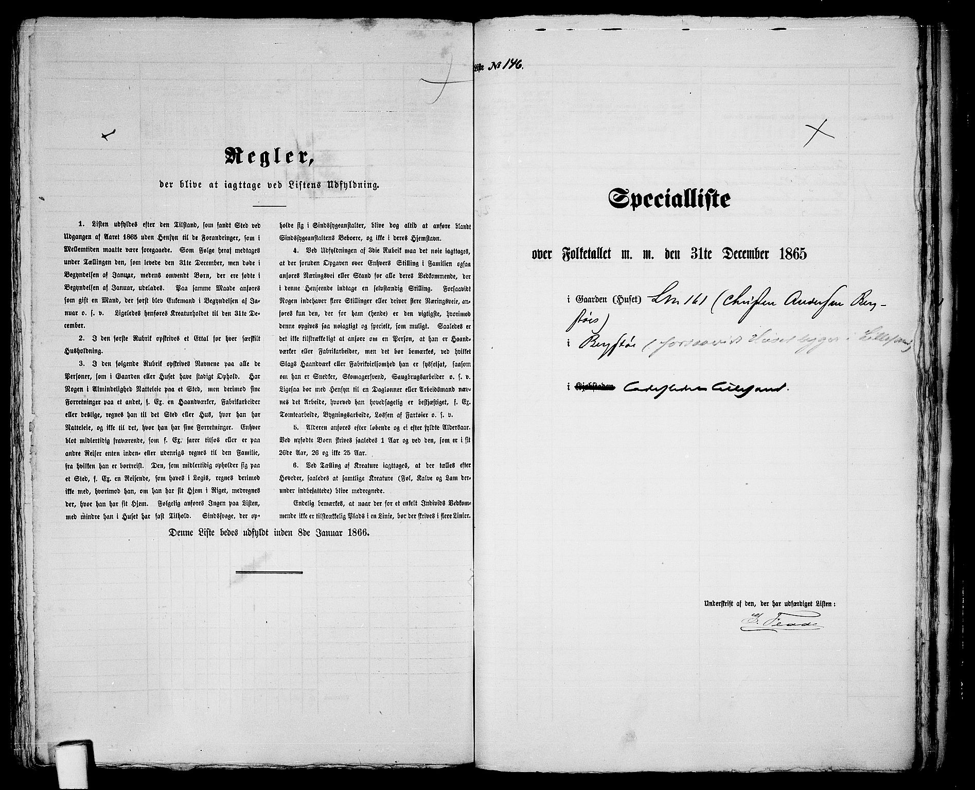 RA, 1865 census for Vestre Moland/Lillesand, 1865, p. 301