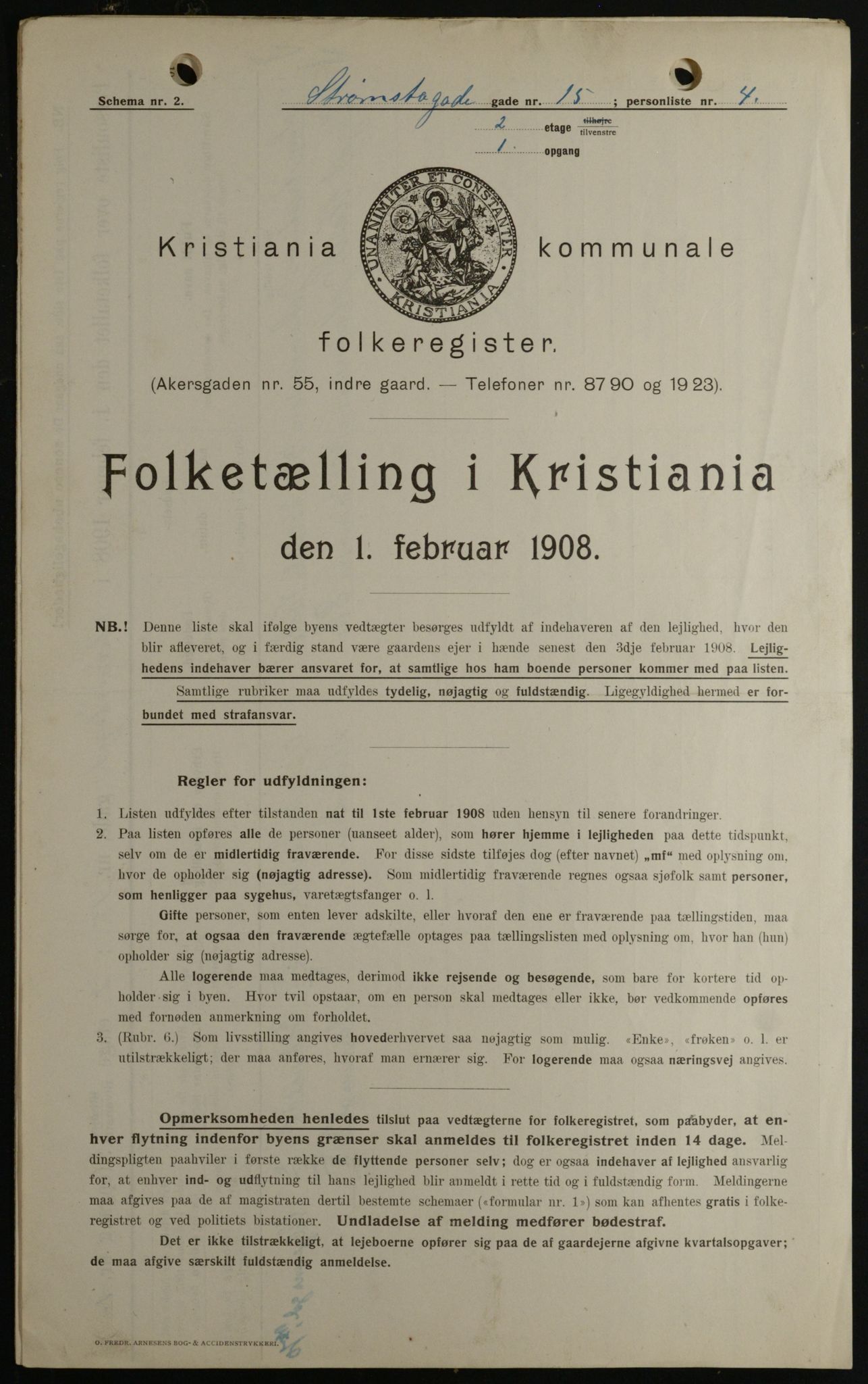 OBA, Municipal Census 1908 for Kristiania, 1908, p. 93465