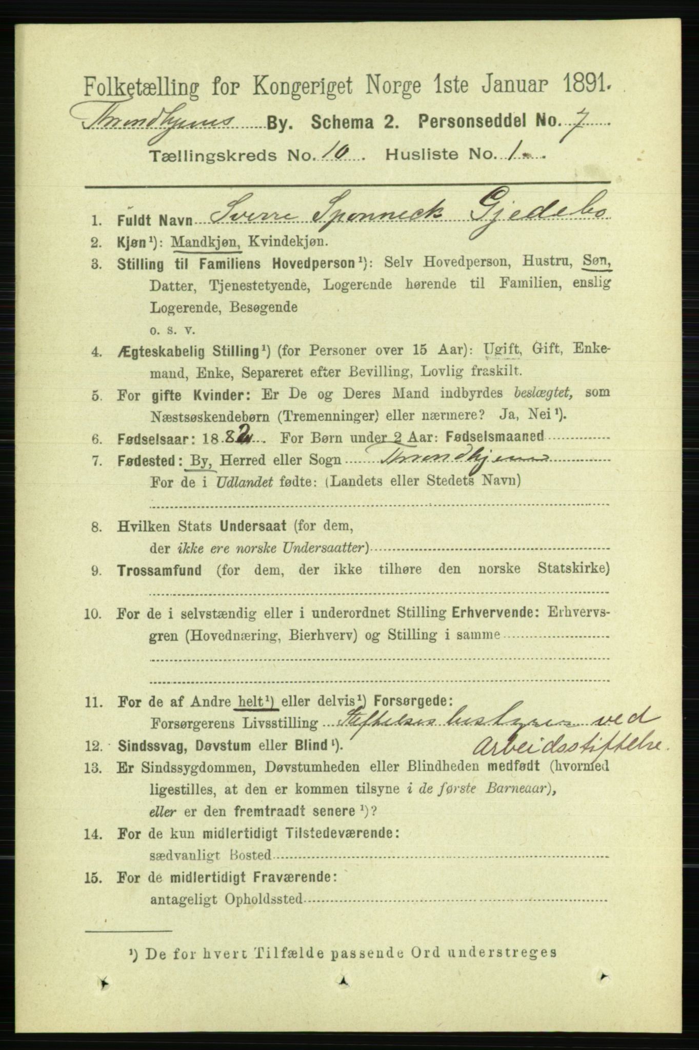 RA, 1891 census for 1601 Trondheim, 1891, p. 8335