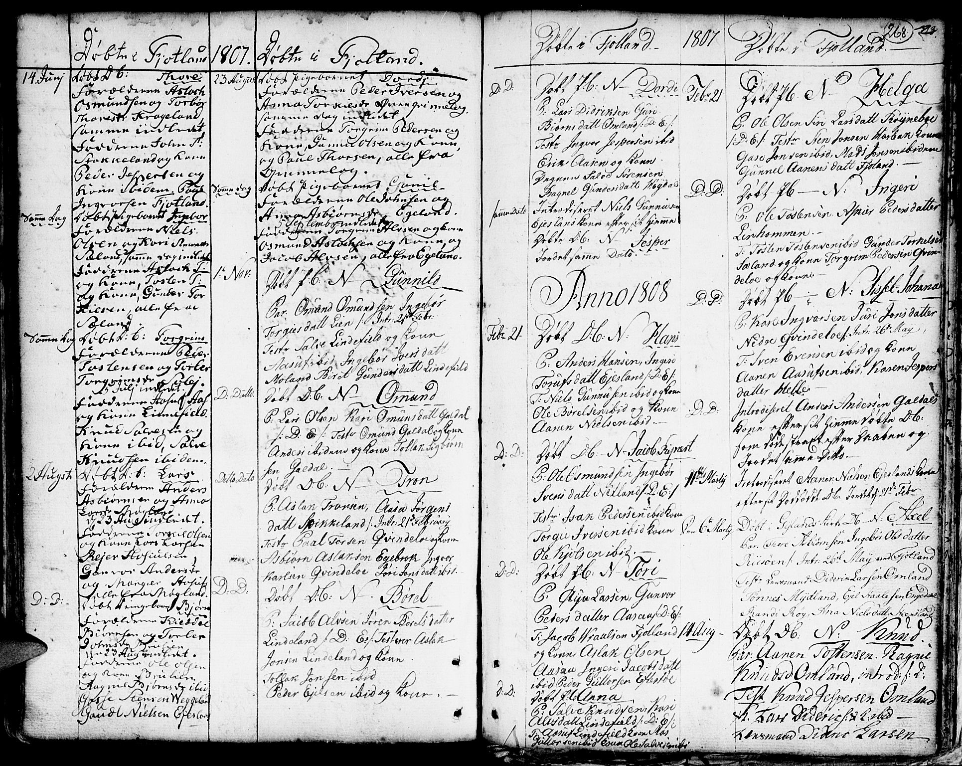 Hægebostad sokneprestkontor, AV/SAK-1111-0024/F/Fa/Faa/L0001: Parish register (official) no. A 1 /3, 1760-1826, p. 268