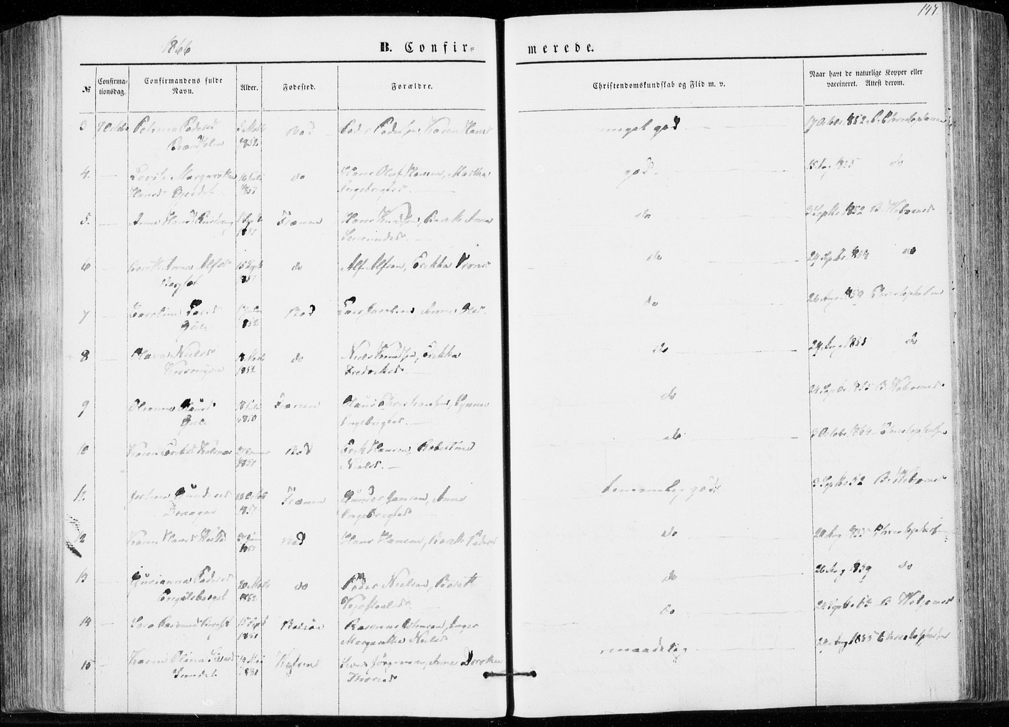 Ministerialprotokoller, klokkerbøker og fødselsregistre - Møre og Romsdal, AV/SAT-A-1454/566/L0767: Parish register (official) no. 566A06, 1852-1868, p. 147