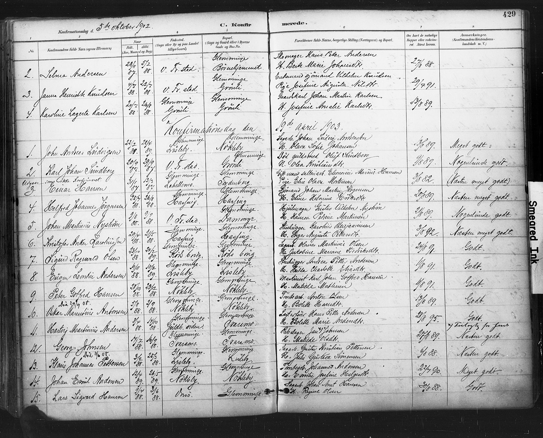 Glemmen prestekontor Kirkebøker, SAO/A-10908/F/Fa/L0013: Parish register (official) no. 13, 1892-1907, p. 429