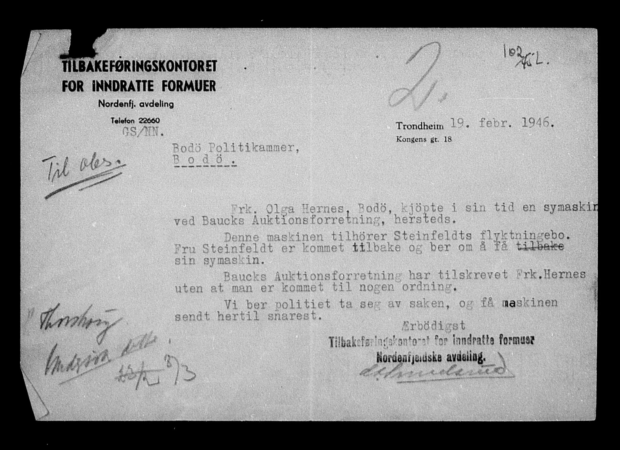 Justisdepartementet, Tilbakeføringskontoret for inndratte formuer, RA/S-1564/H/Hc/Hca/L0908: --, 1945-1947, p. 326