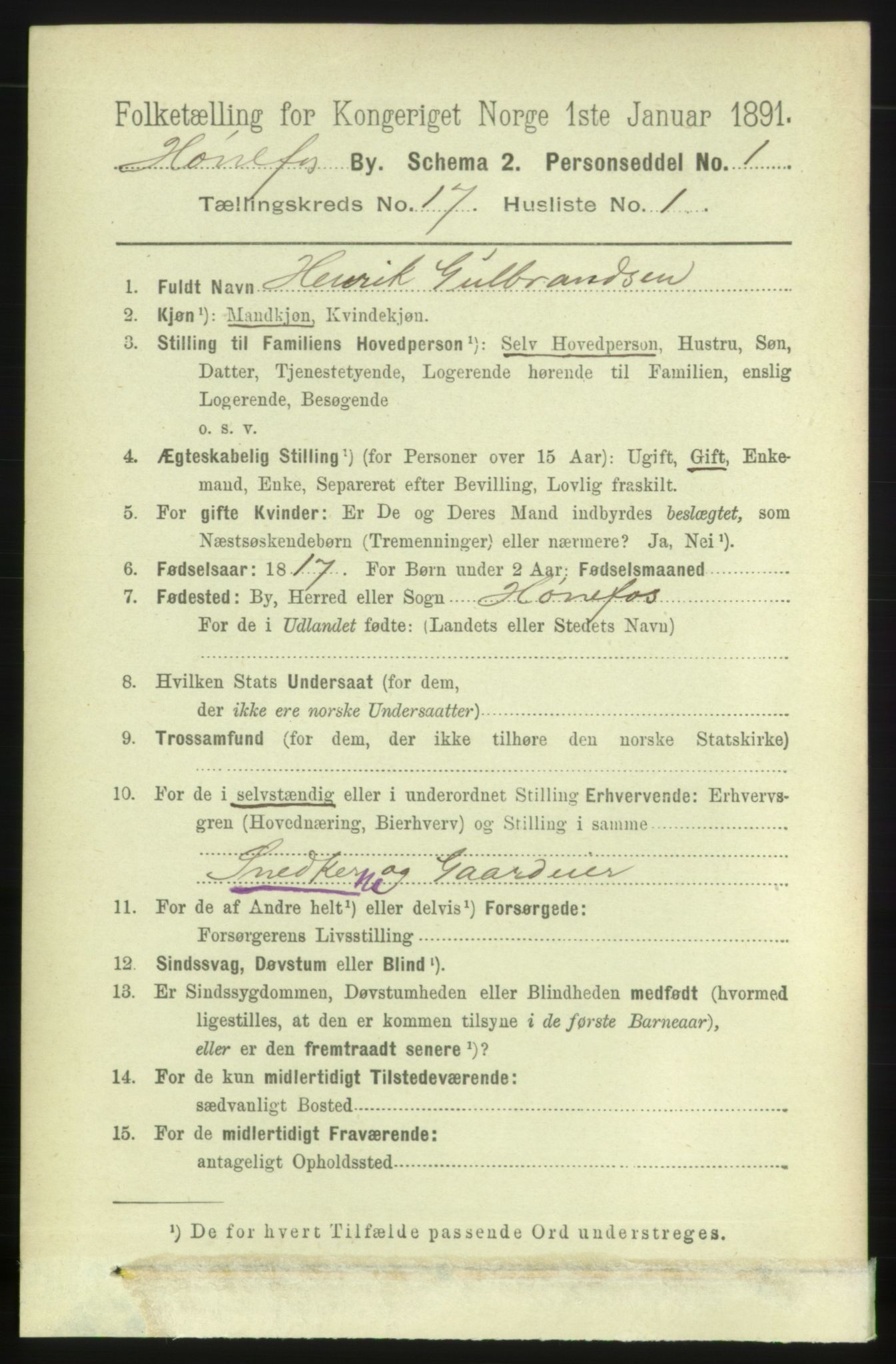 RA, 1891 census for 0601 Hønefoss, 1891, p. 1859