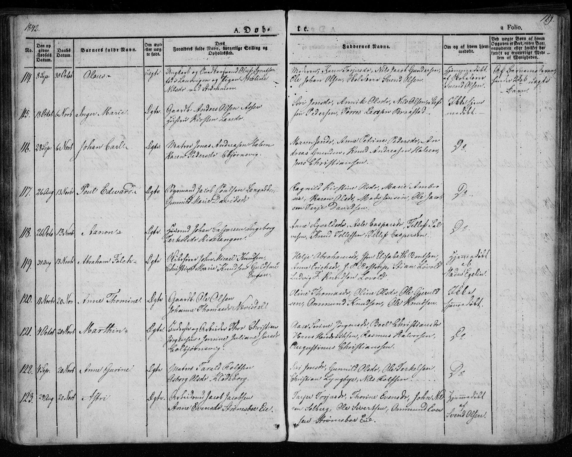 Øyestad sokneprestkontor, AV/SAK-1111-0049/F/Fa/L0013: Parish register (official) no. A 13, 1827-1842, p. 189