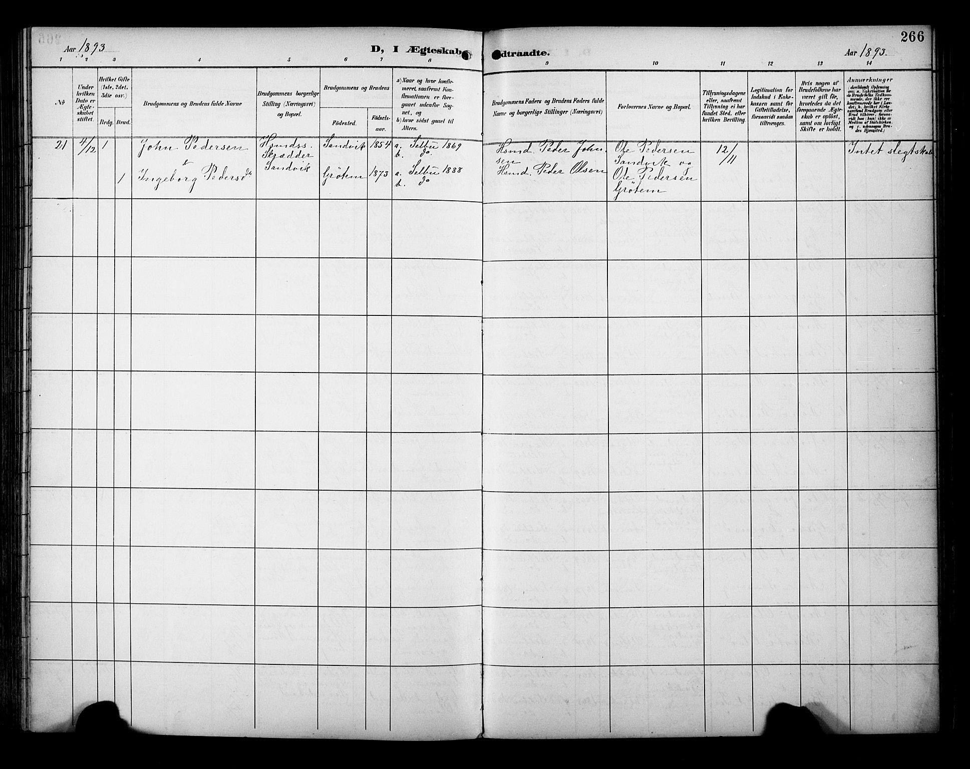 Ministerialprotokoller, klokkerbøker og fødselsregistre - Sør-Trøndelag, AV/SAT-A-1456/695/L1149: Parish register (official) no. 695A09, 1891-1902, p. 266