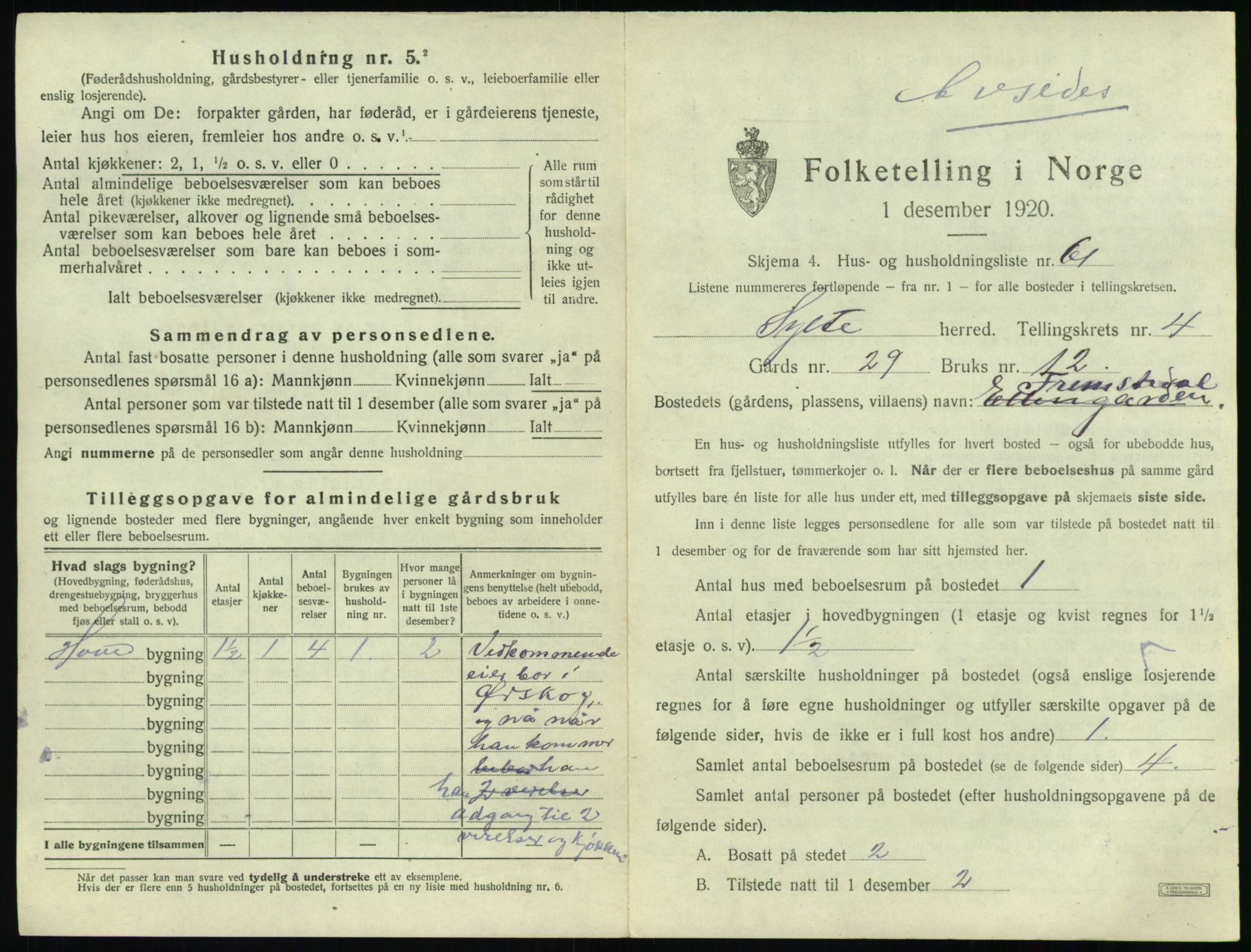 SAT, 1920 census for Sylte, 1920, p. 571