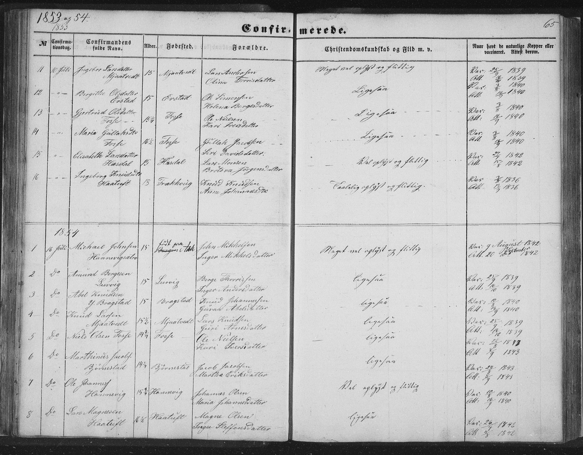 Alversund Sokneprestembete, SAB/A-73901/H/Ha/Hab: Parish register (copy) no. C 1, 1851-1866, p. 65