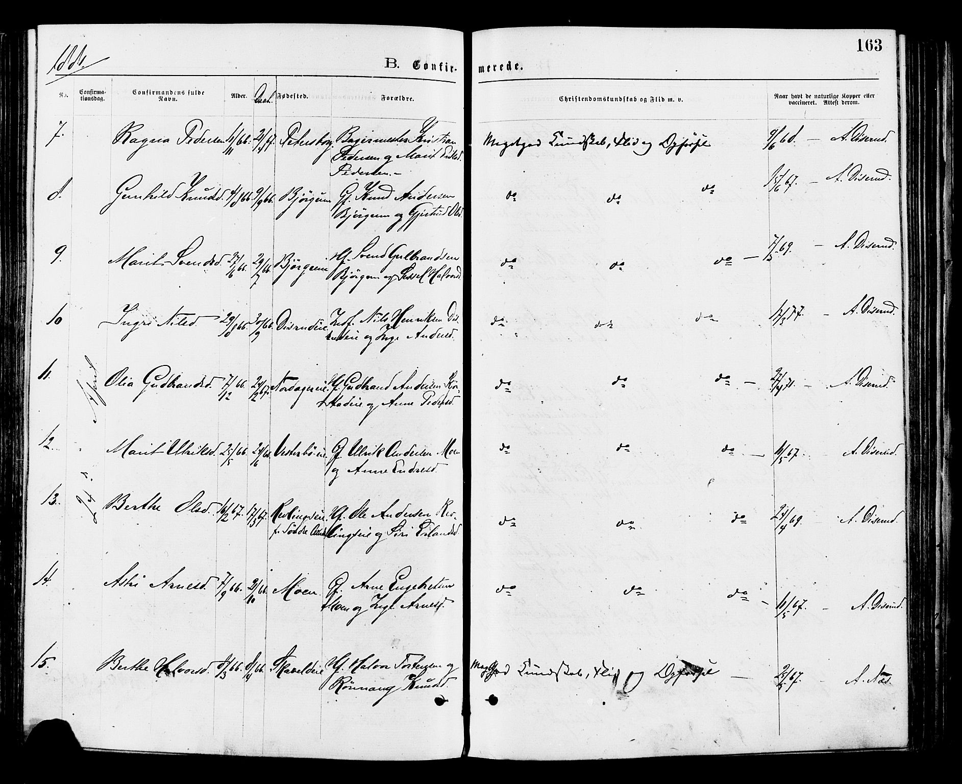 Nord-Aurdal prestekontor, AV/SAH-PREST-132/H/Ha/Haa/L0009: Parish register (official) no. 9, 1876-1882, p. 163