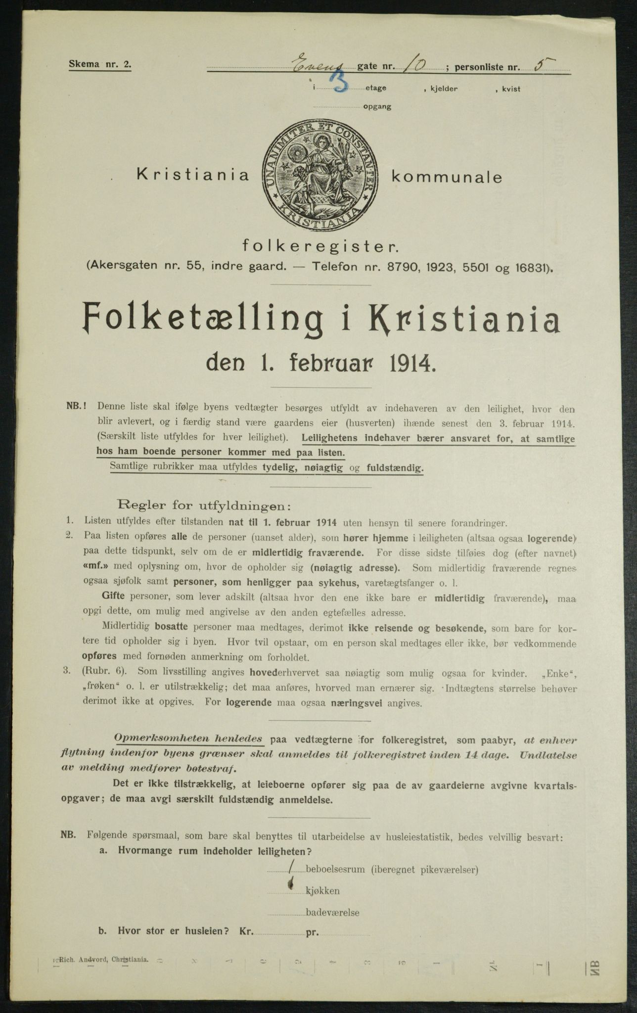 OBA, Municipal Census 1914 for Kristiania, 1914, p. 23079