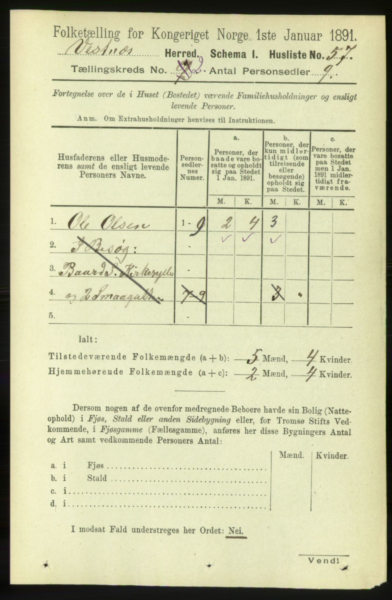 RA, 1891 census for 1535 Vestnes, 1891, p. 370