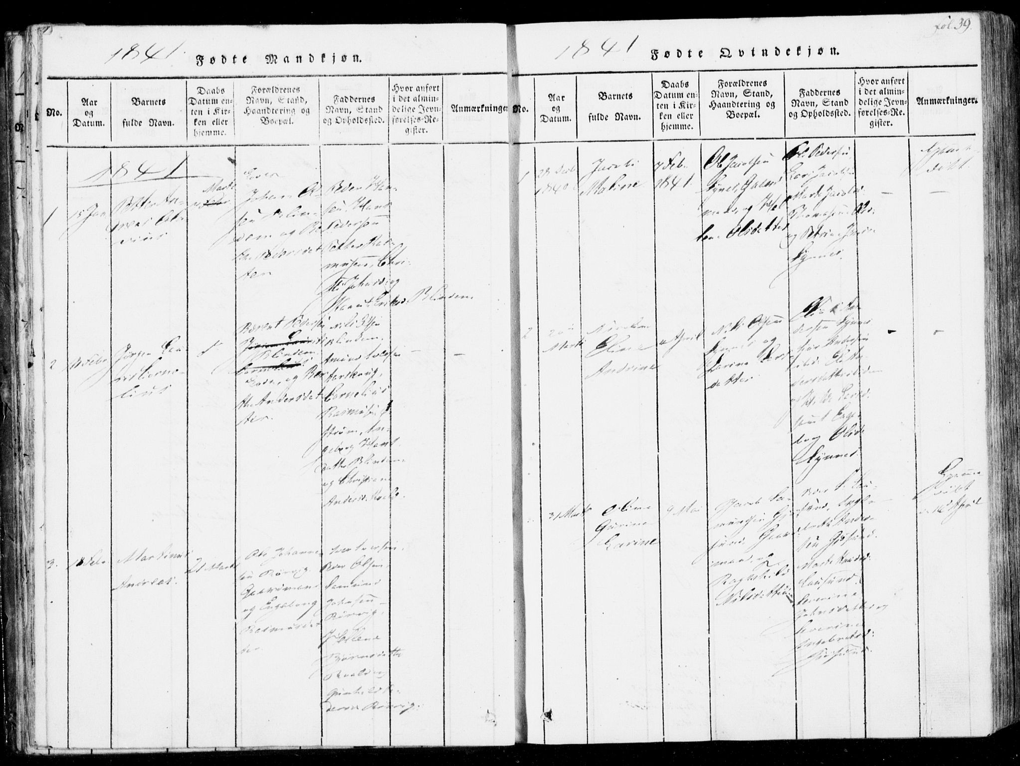 Ministerialprotokoller, klokkerbøker og fødselsregistre - Møre og Romsdal, SAT/A-1454/537/L0517: Parish register (official) no. 537A01, 1818-1862, p. 39