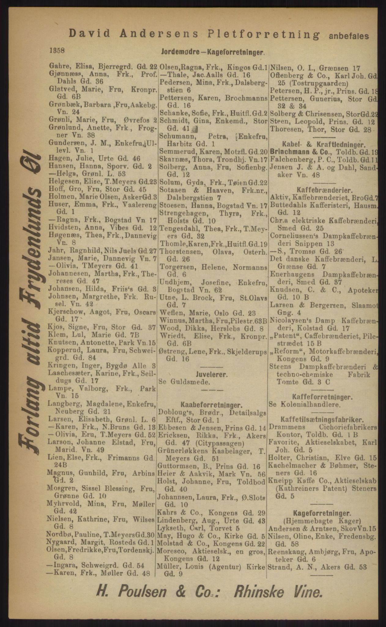 Kristiania/Oslo adressebok, PUBL/-, 1903, p. 1358