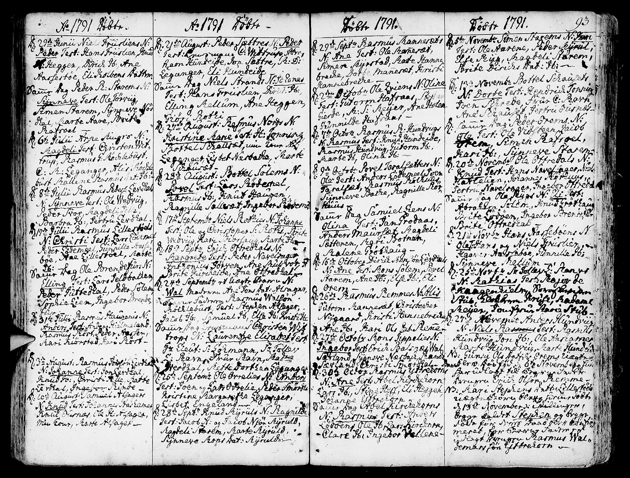 Eid sokneprestembete, AV/SAB-A-82301/H/Haa/Haaa/L0003: Parish register (official) no. A 3, 1770-1805, p. 93