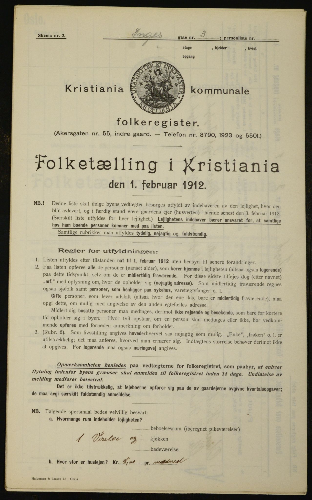 OBA, Municipal Census 1912 for Kristiania, 1912, p. 44293