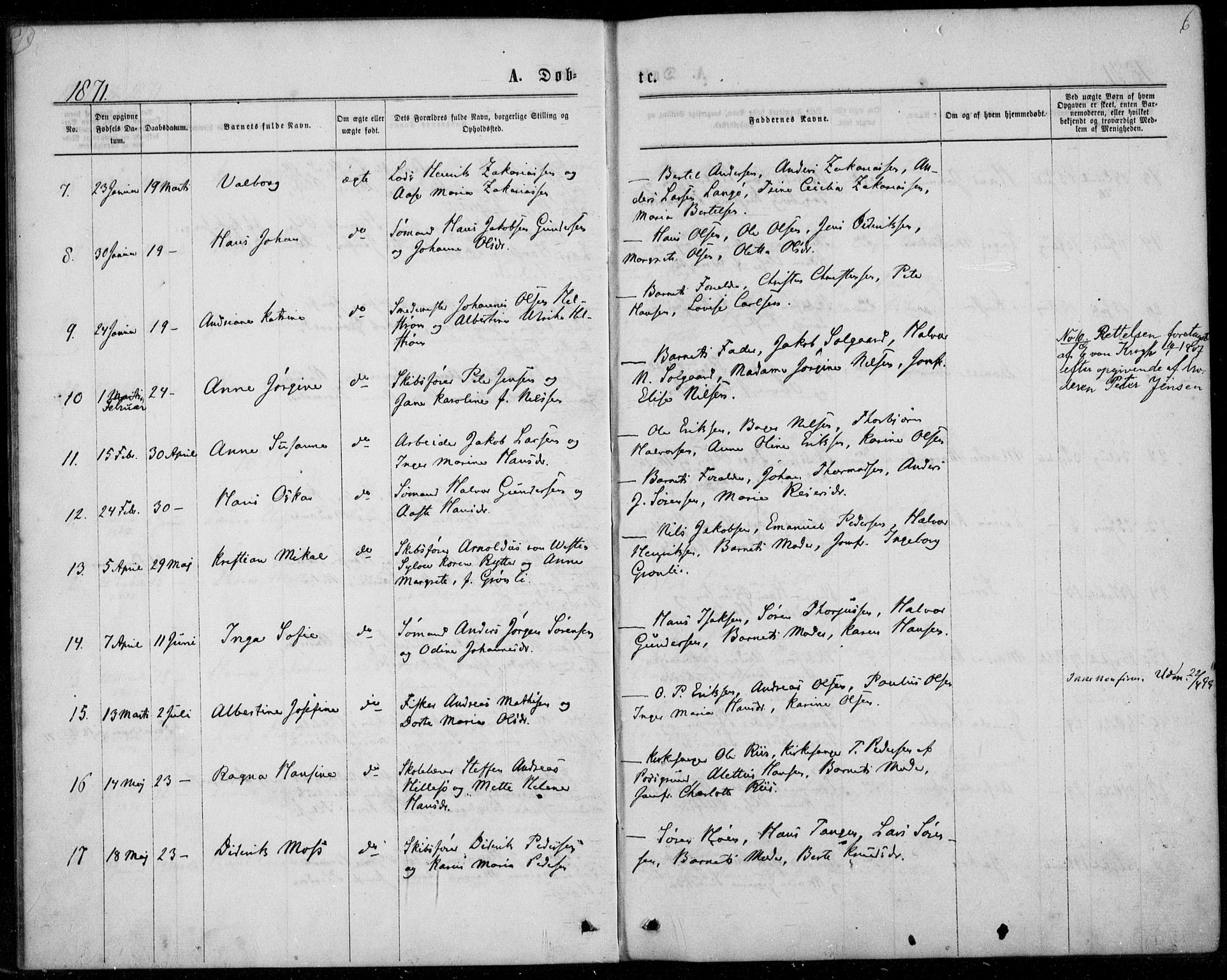 Langesund kirkebøker, SAKO/A-280/F/Fa/L0001: Parish register (official) no. 1, 1870-1877, p. 6