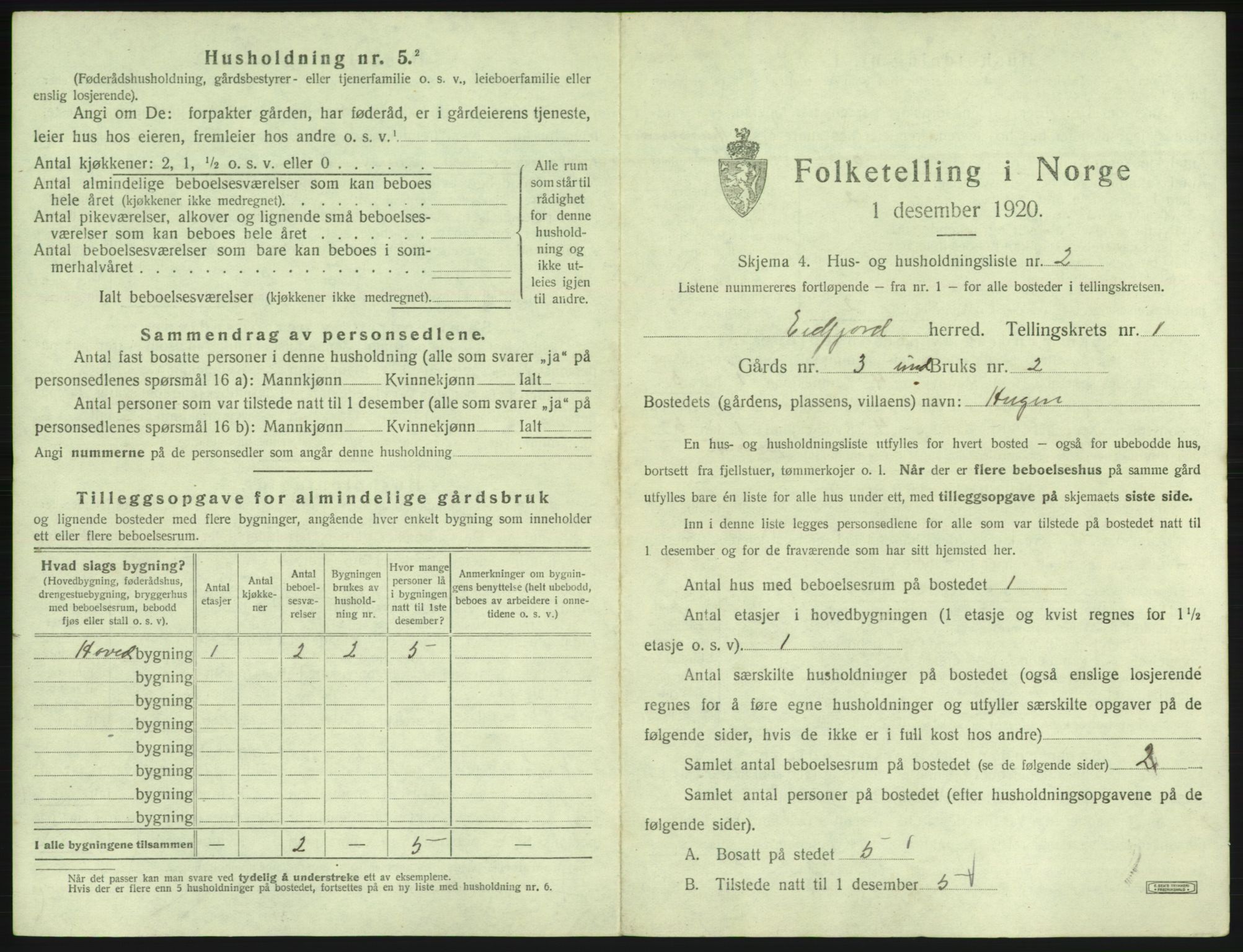 SAB, 1920 census for Eidfjord, 1920, p. 30