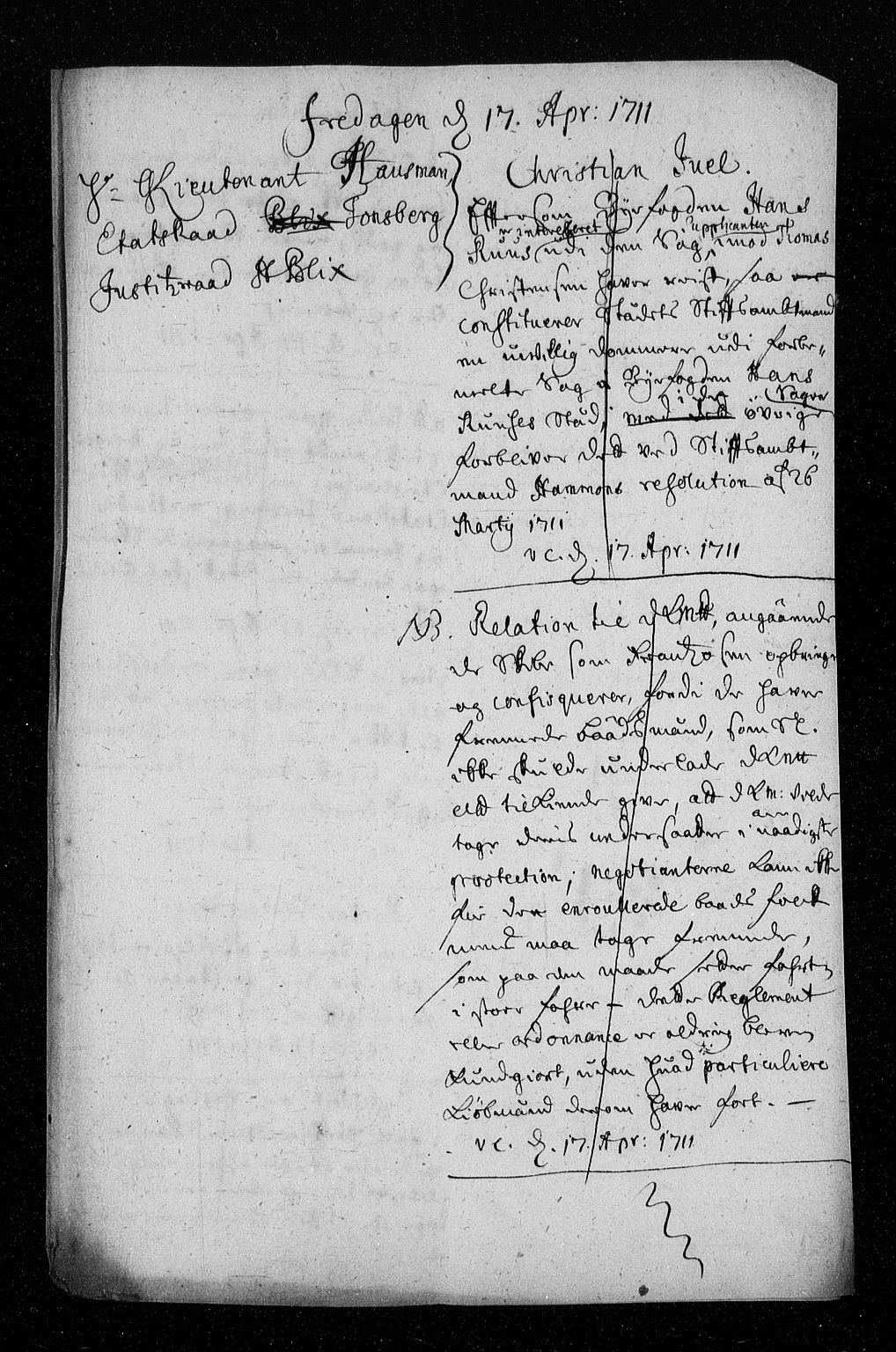 Stattholderembetet 1572-1771, AV/RA-EA-2870/Aa/L0003: Konsept til voteringsprotokoll, 1711, p. 69