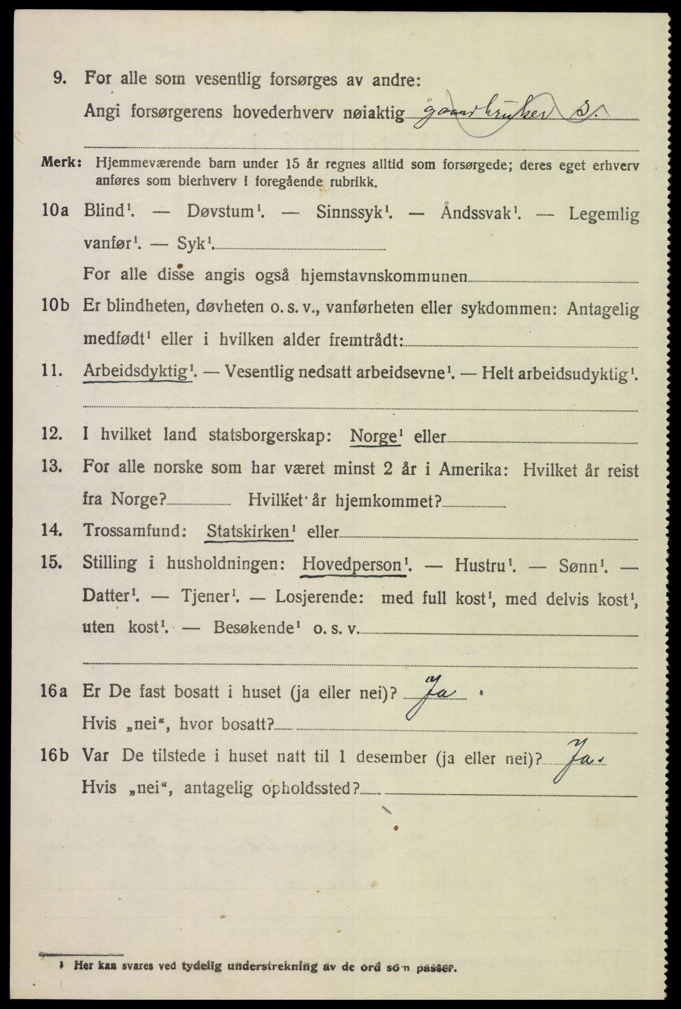 SAH, 1920 census for Tynset, 1920, p. 5525