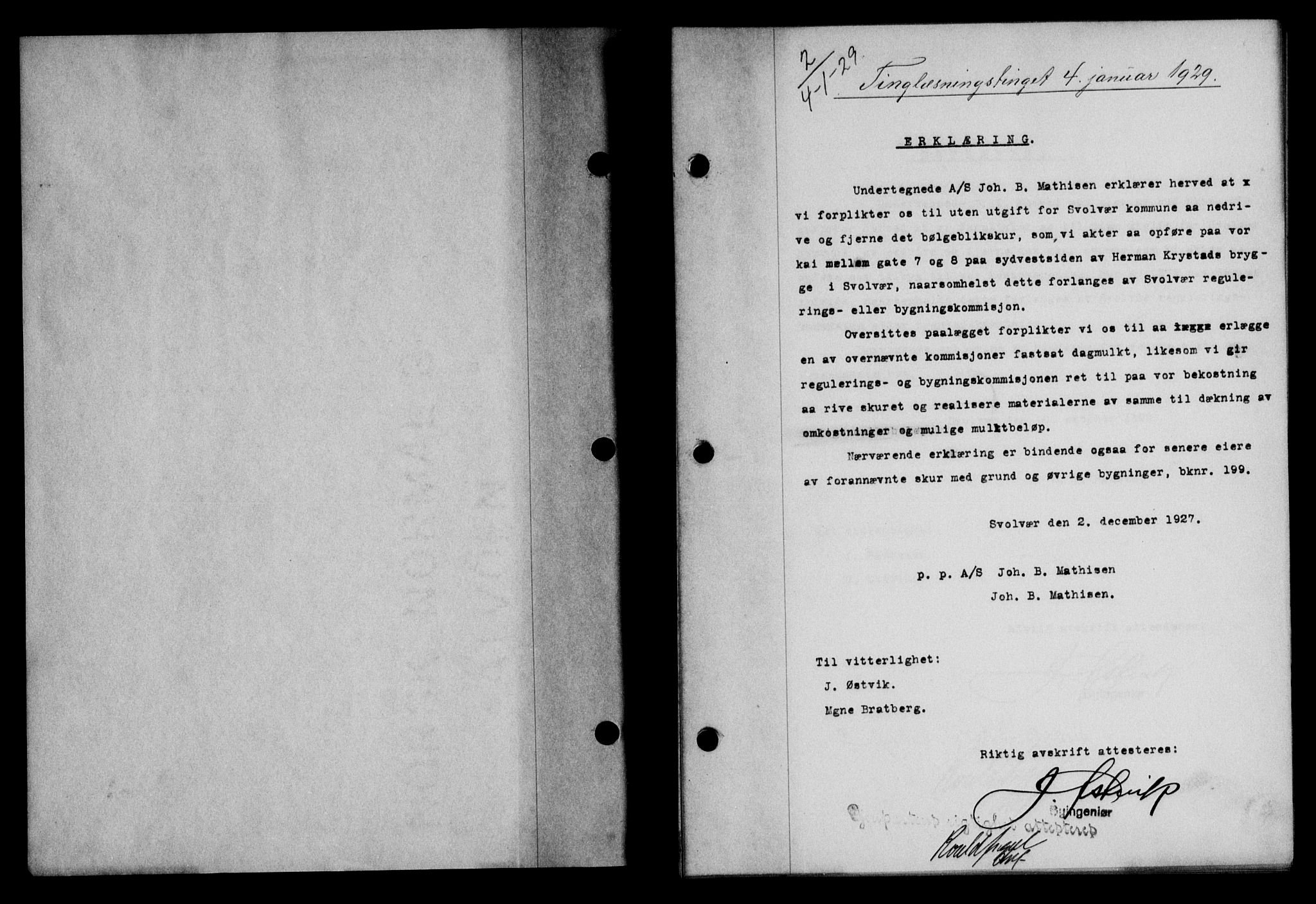 Lofoten sorenskriveri, SAT/A-0017/1/2/2C/L0019b: Mortgage book no. 19b, 1929-1929, Deed date: 04.01.1929