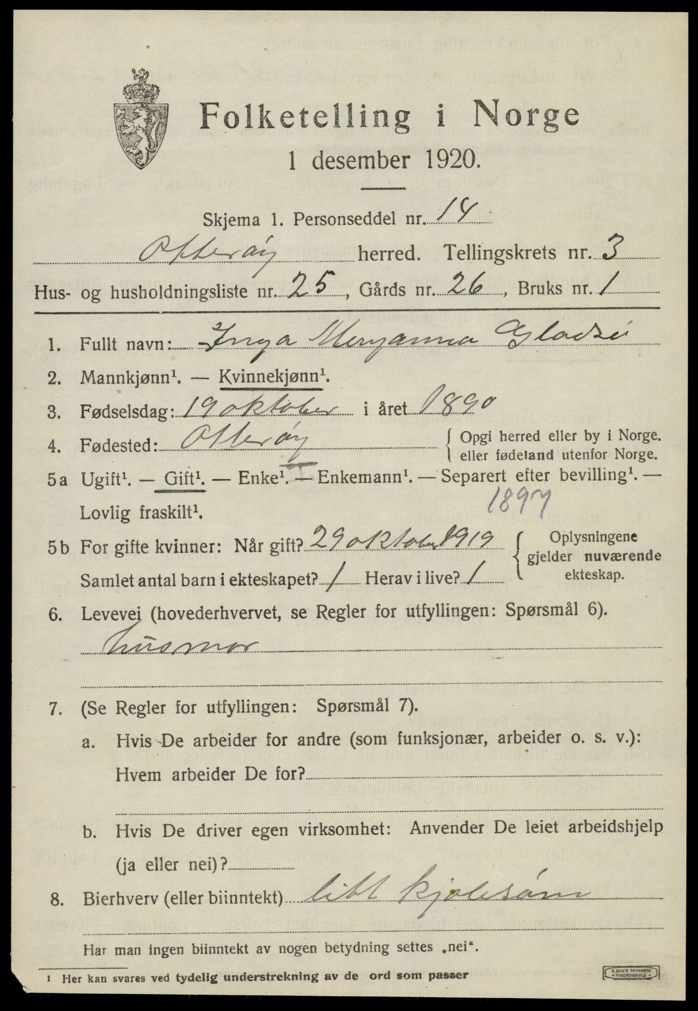 SAT, 1920 census for Otterøy, 1920, p. 1751