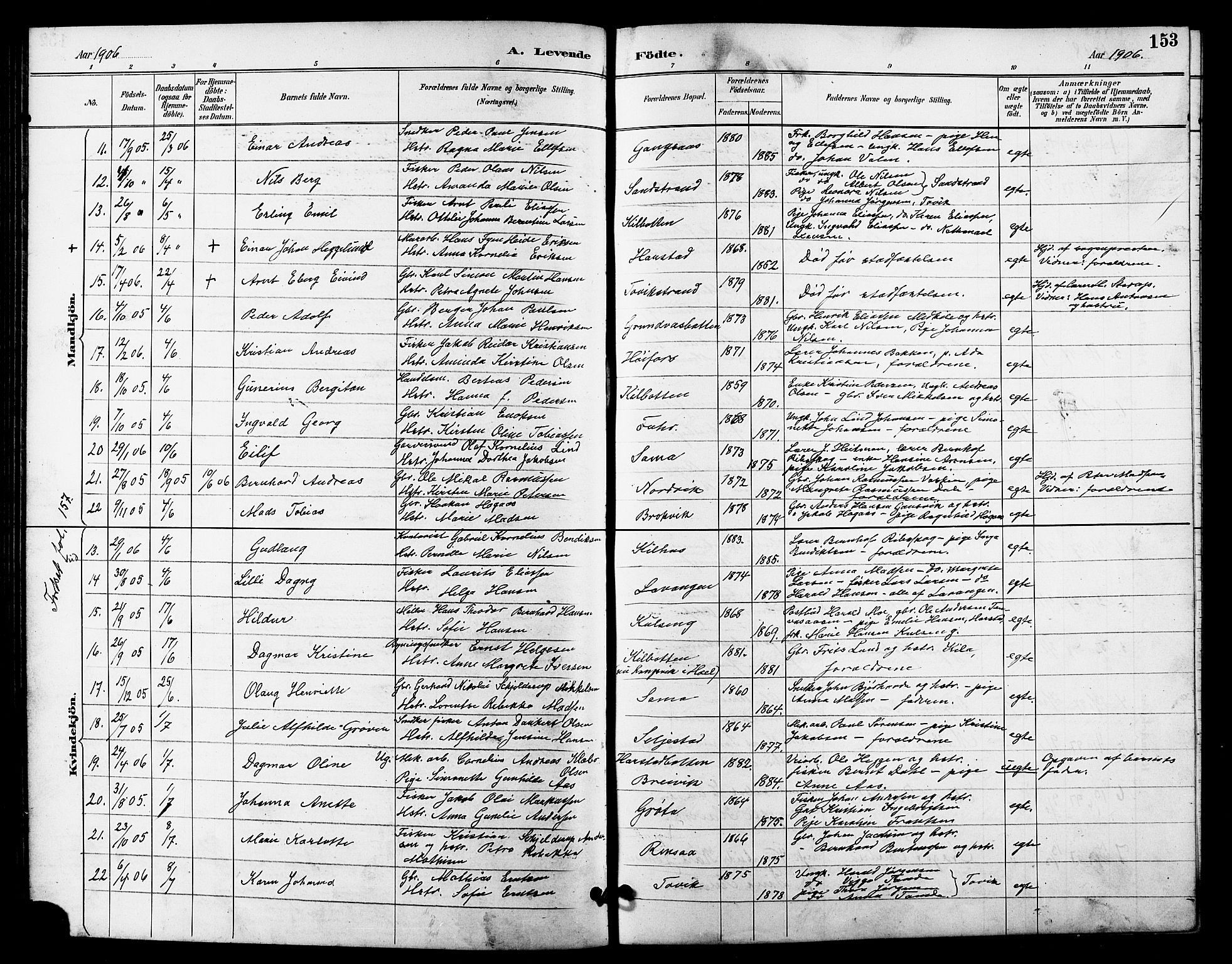 Trondenes sokneprestkontor, AV/SATØ-S-1319/H/Hb/L0011klokker: Parish register (copy) no. 11, 1891-1906, p. 153