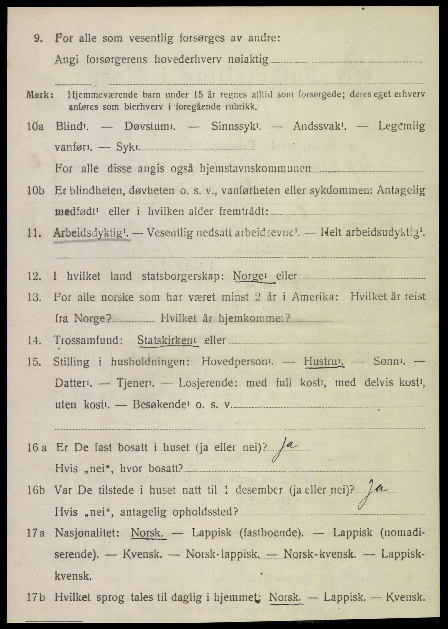 SAT, 1920 census for Sparbu, 1920, p. 2116