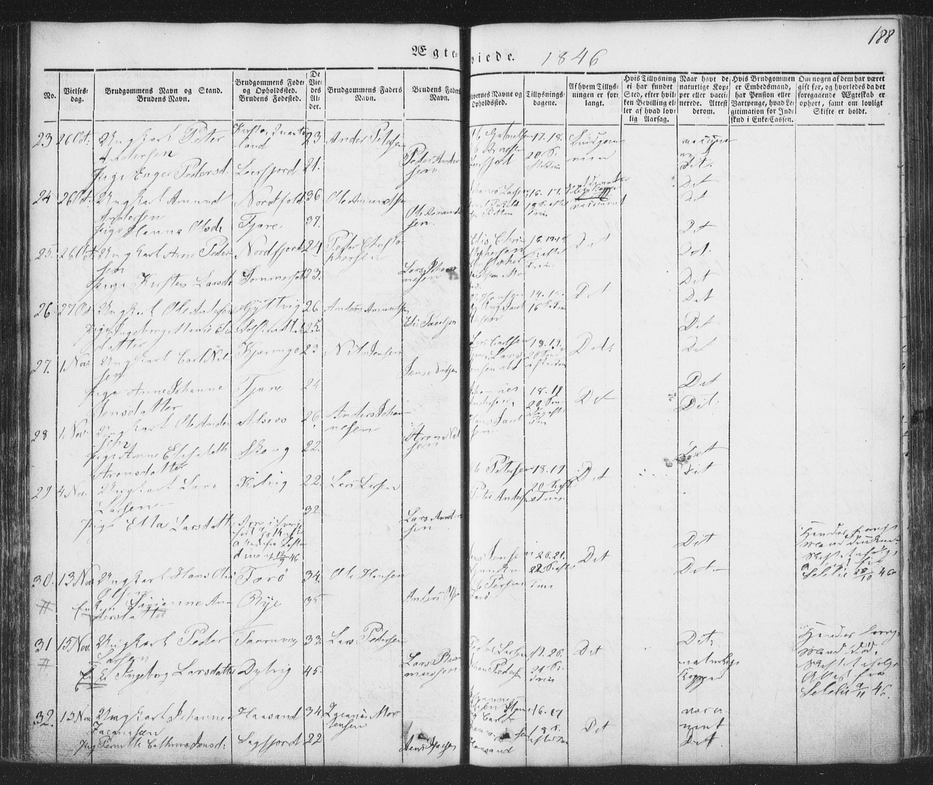 Ministerialprotokoller, klokkerbøker og fødselsregistre - Nordland, AV/SAT-A-1459/853/L0769: Parish register (official) no. 853A08, 1836-1856, p. 188