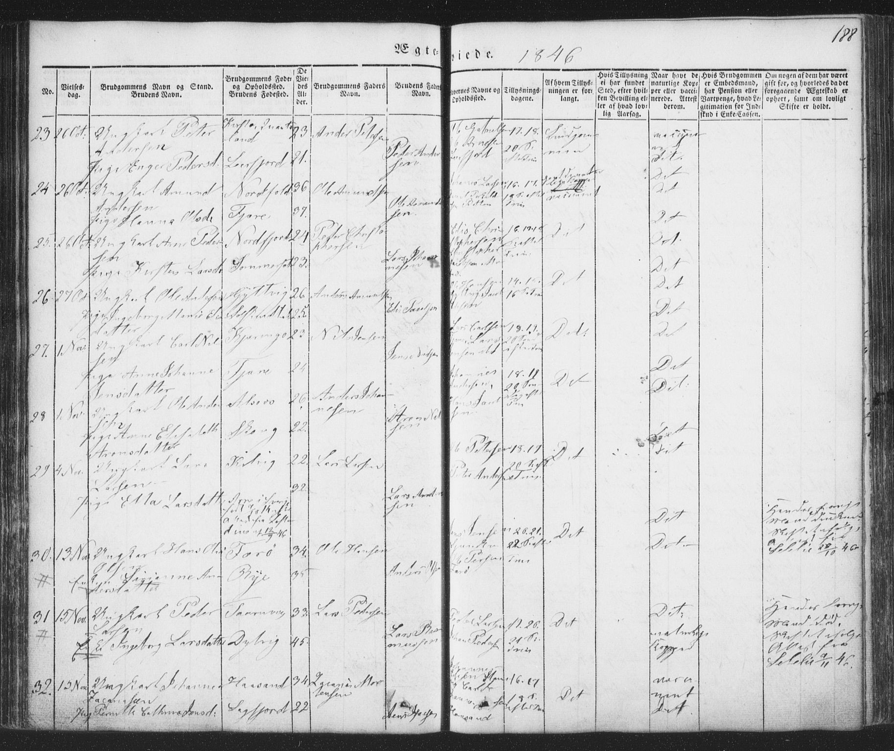 Ministerialprotokoller, klokkerbøker og fødselsregistre - Nordland, SAT/A-1459/853/L0769: Parish register (official) no. 853A08, 1836-1856, p. 188