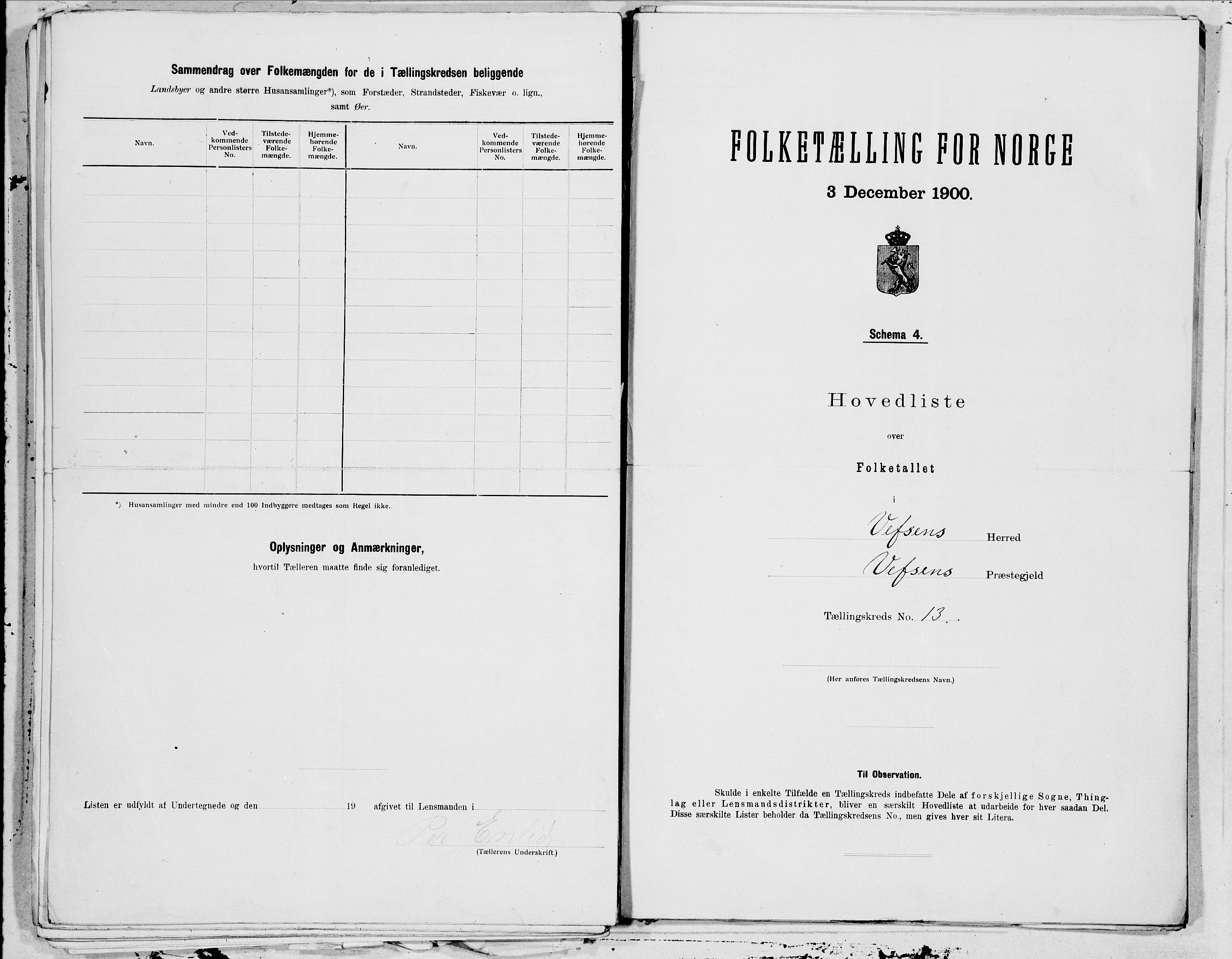 SAT, 1900 census for Vefsn, 1900, p. 26