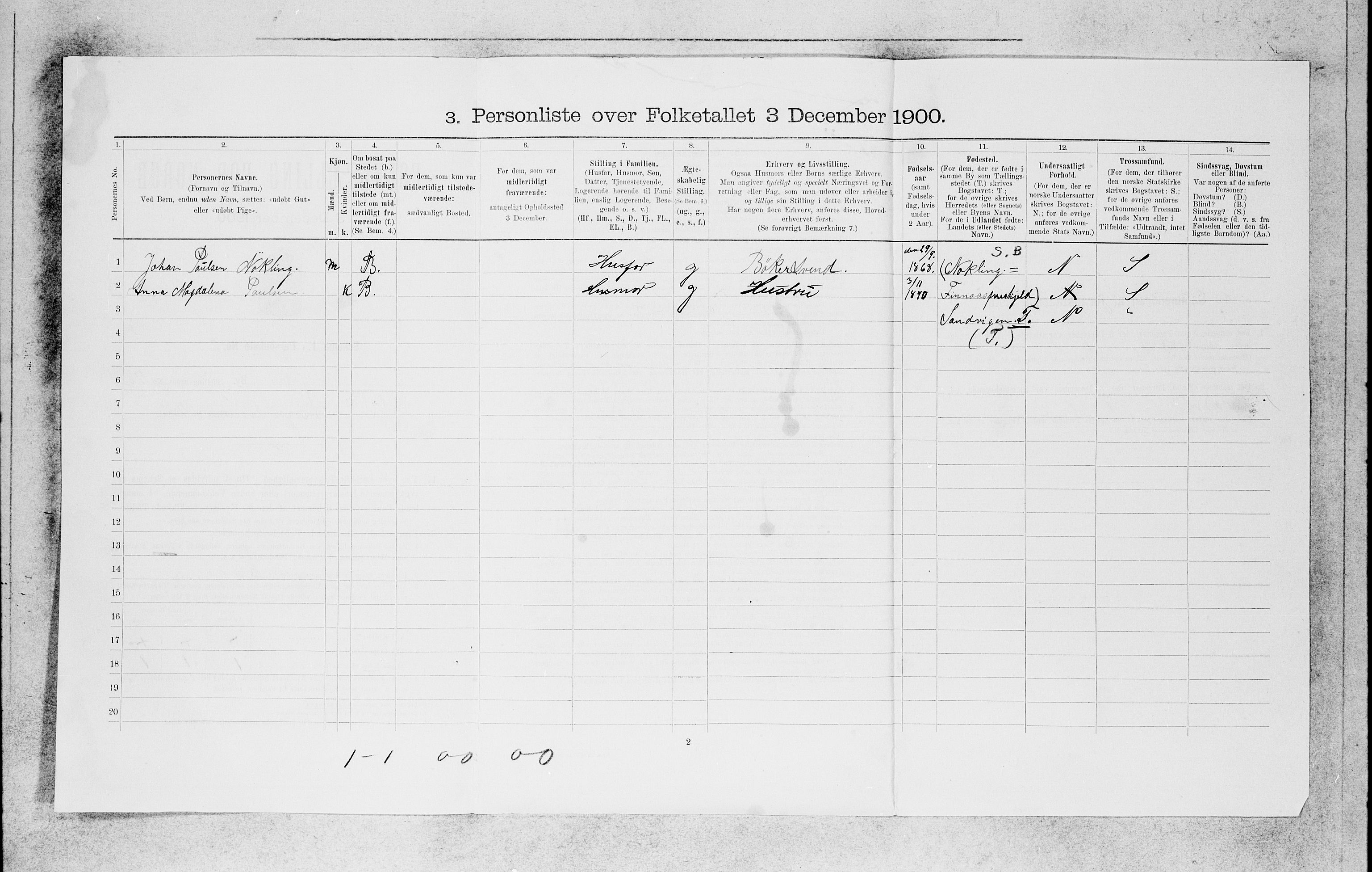 SAB, 1900 census for Bergen, 1900, p. 16139