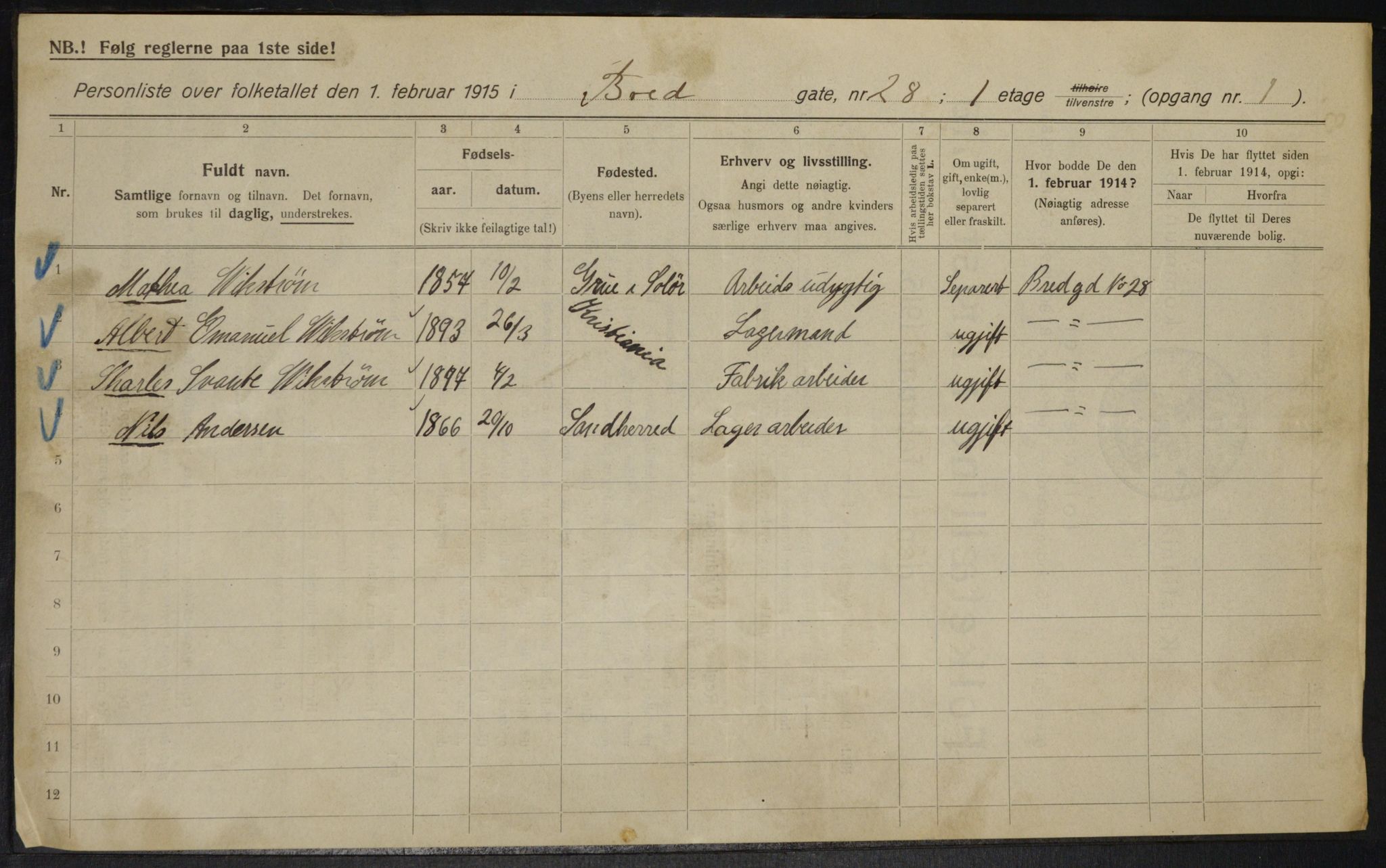 OBA, Municipal Census 1915 for Kristiania, 1915, p. 8576