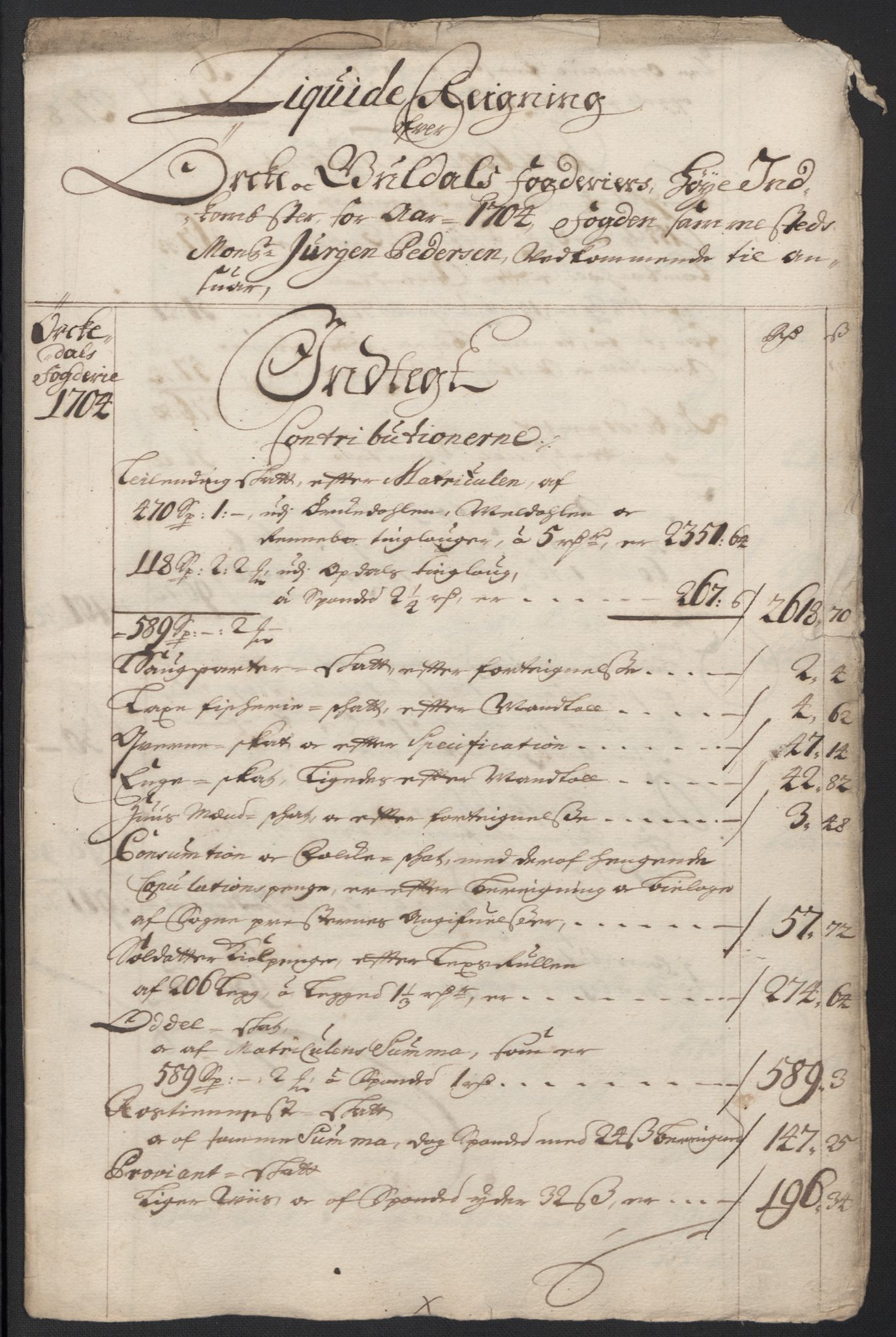 Rentekammeret inntil 1814, Reviderte regnskaper, Fogderegnskap, AV/RA-EA-4092/R60/L3954: Fogderegnskap Orkdal og Gauldal, 1704, p. 20