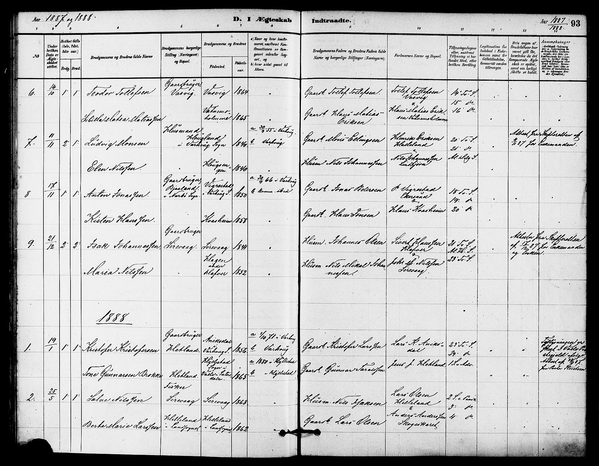 Eigersund sokneprestkontor, AV/SAST-A-101807/S08/L0016: Parish register (official) no. A 16, 1879-1893, p. 93