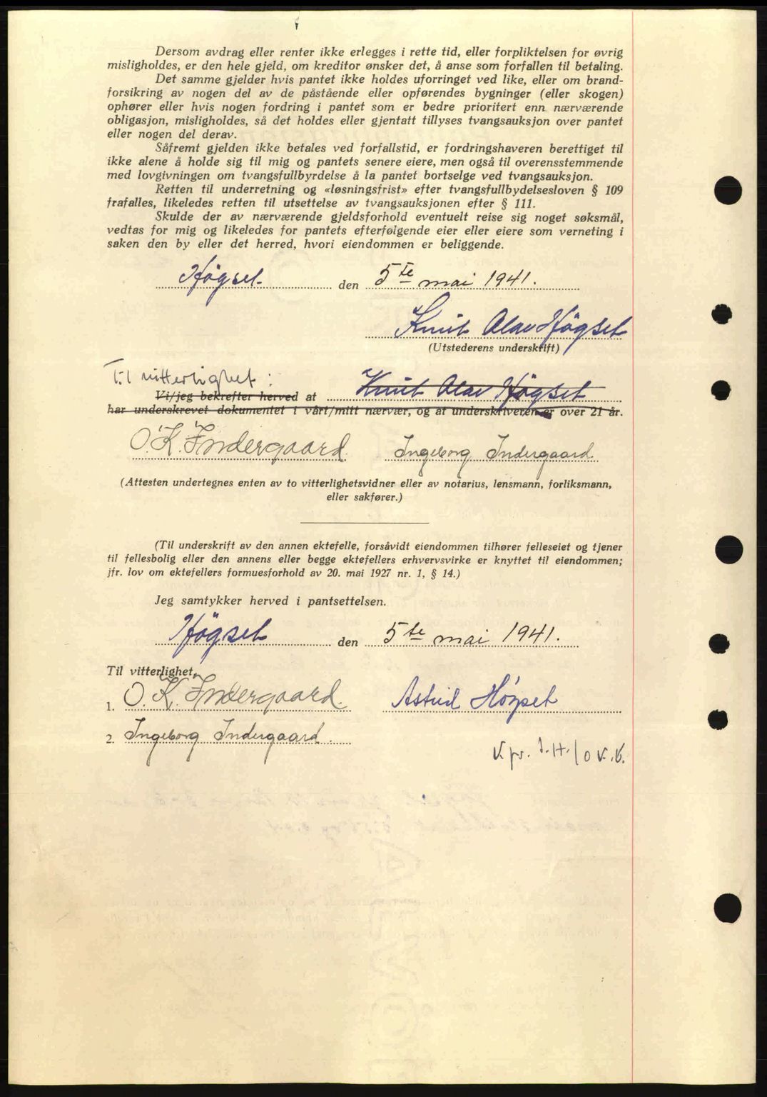 Nordmøre sorenskriveri, AV/SAT-A-4132/1/2/2Ca: Mortgage book no. B88, 1941-1942, Diary no: : 786/1941