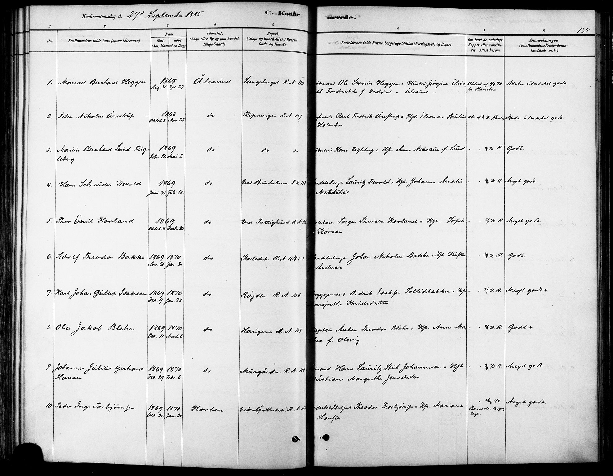 Ministerialprotokoller, klokkerbøker og fødselsregistre - Møre og Romsdal, AV/SAT-A-1454/529/L0454: Parish register (official) no. 529A04, 1878-1885, p. 185